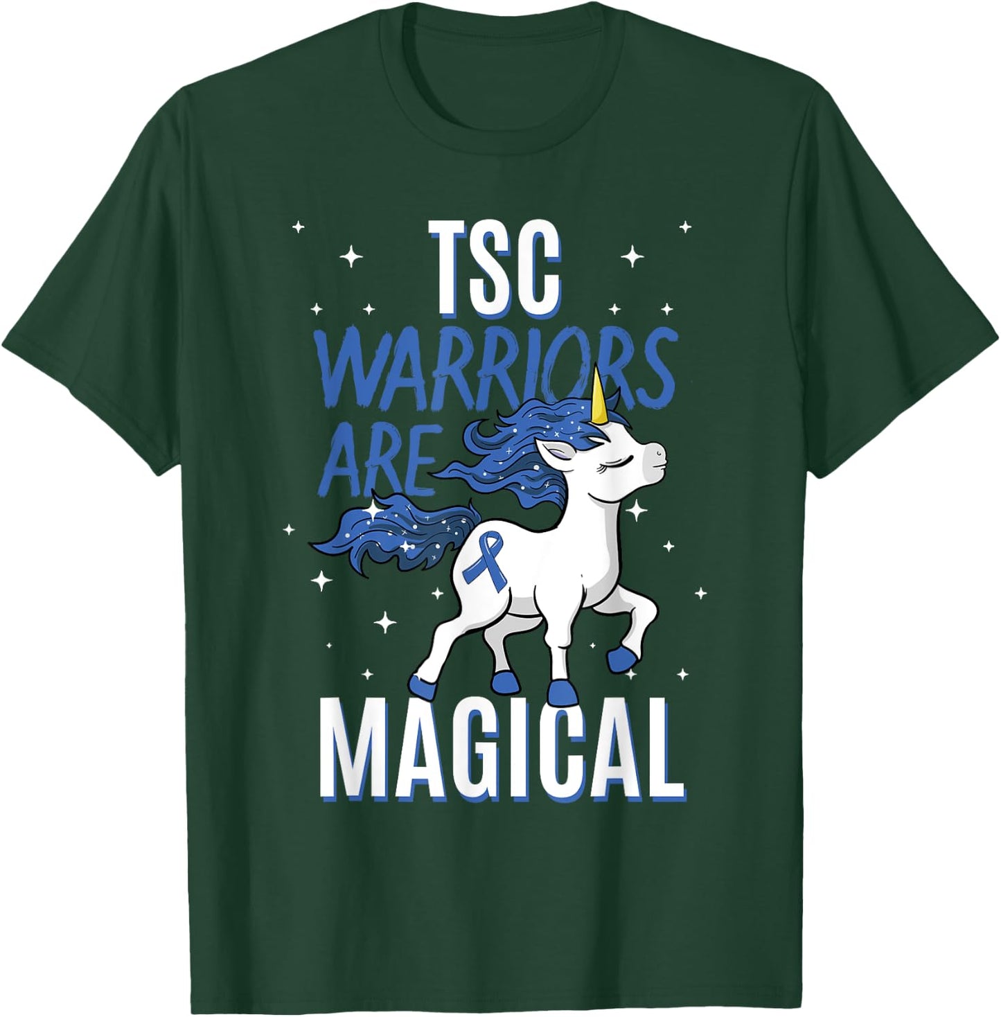 Tuberous Sclerosis Complex TSC Magical Unicorn Blue Ribbon T-Shirt - T-Shirt | Forest