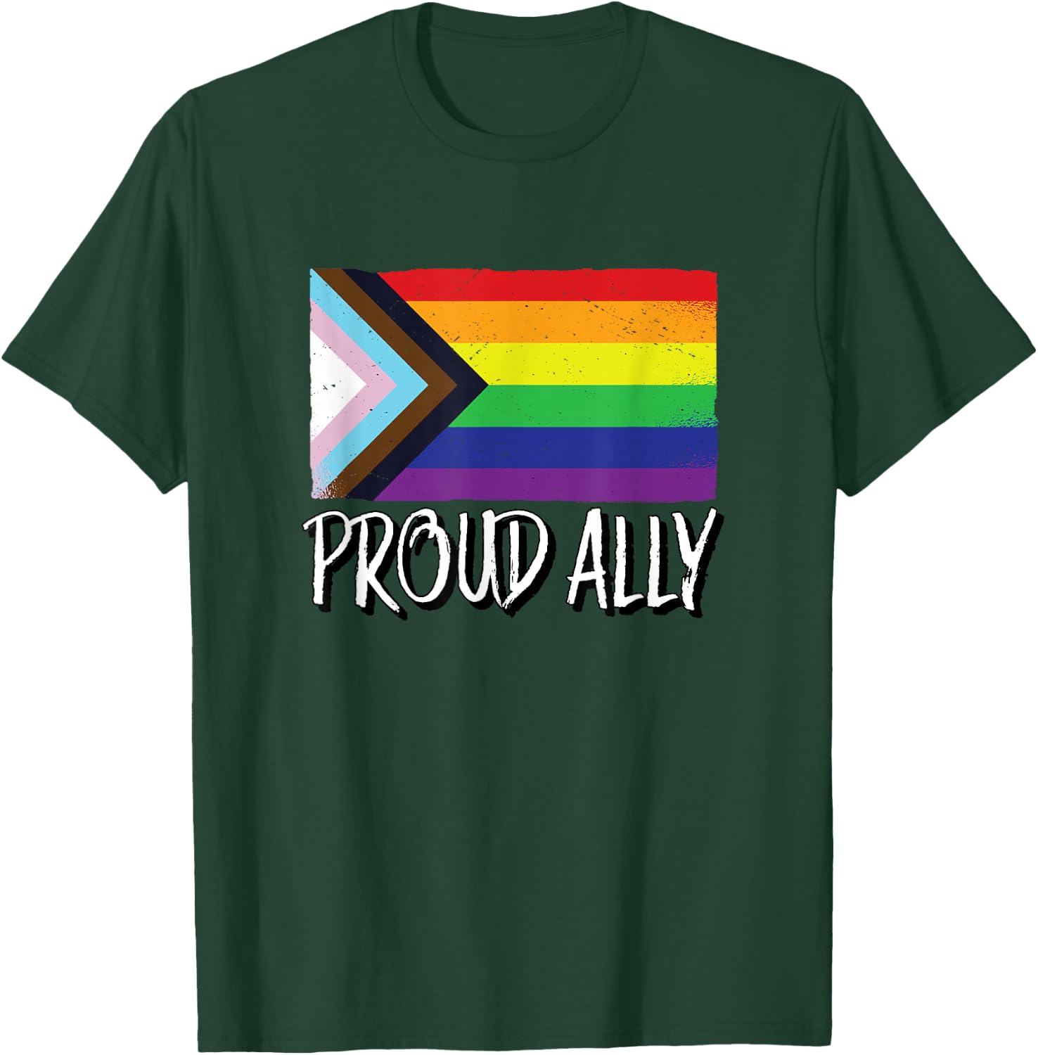 Proud Ally | Gay Pride Month LGTBQ Black Pride Flag T-Shirt - T-Shirt | Forest