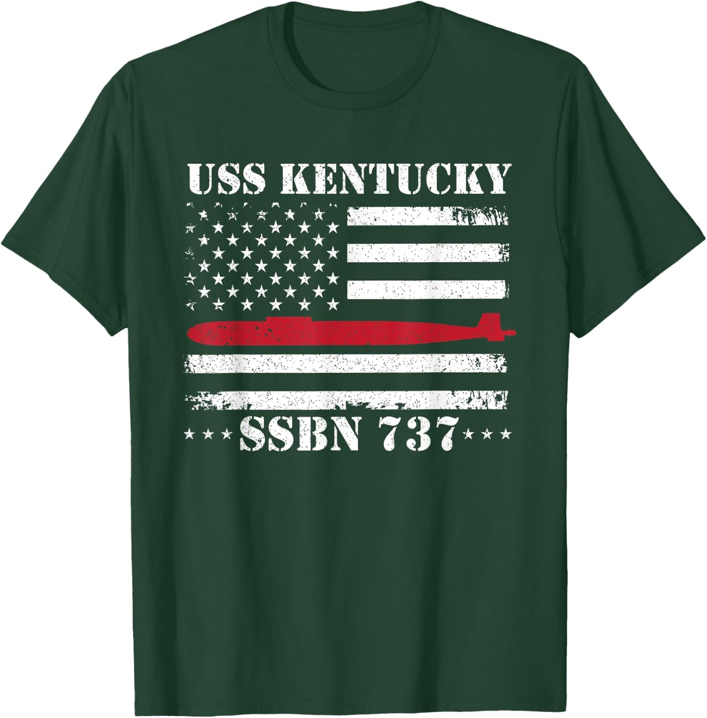 Submariner USS KENTUCKY SSBN737 US Flag Veteran Submarine T-Shirt - T-Shirt | Forest