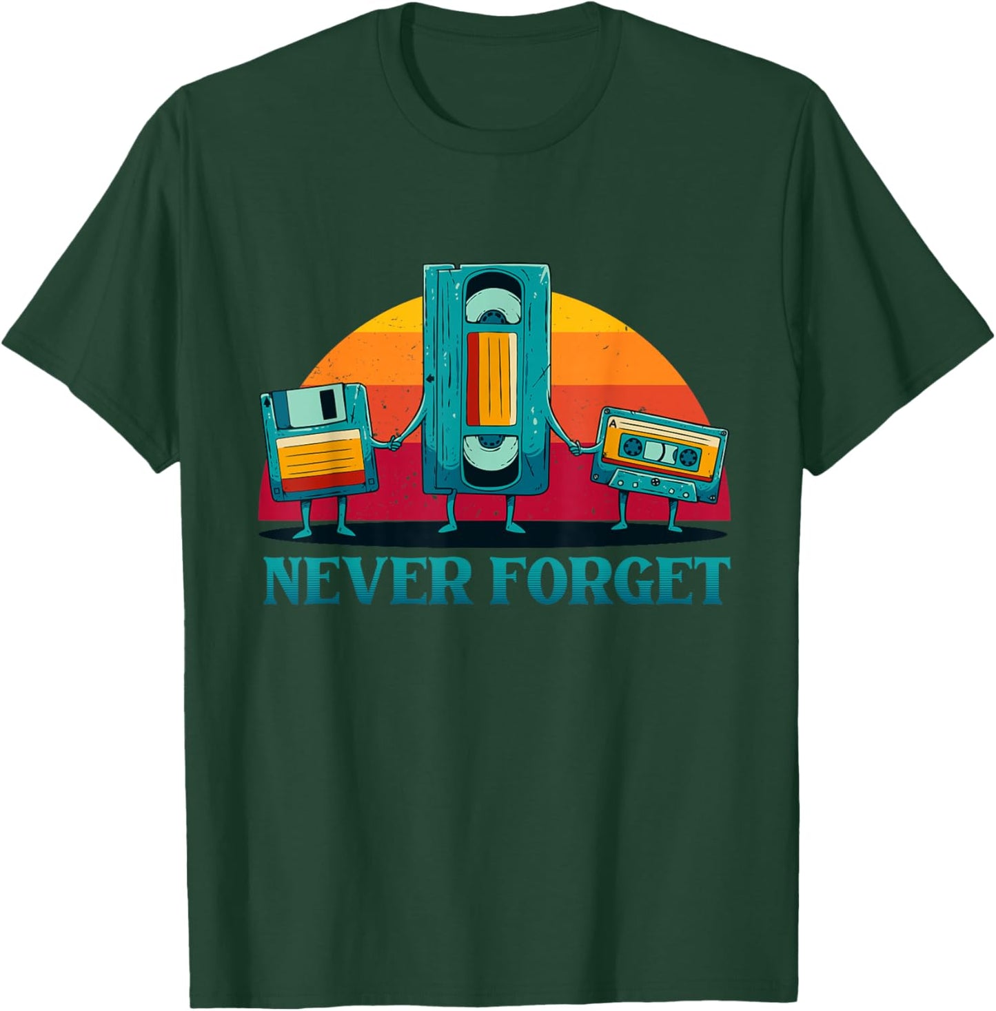 Never Forget Cassette Tape VHS Computer Floppy Disk T-Shirt - T-Shirt | Forest