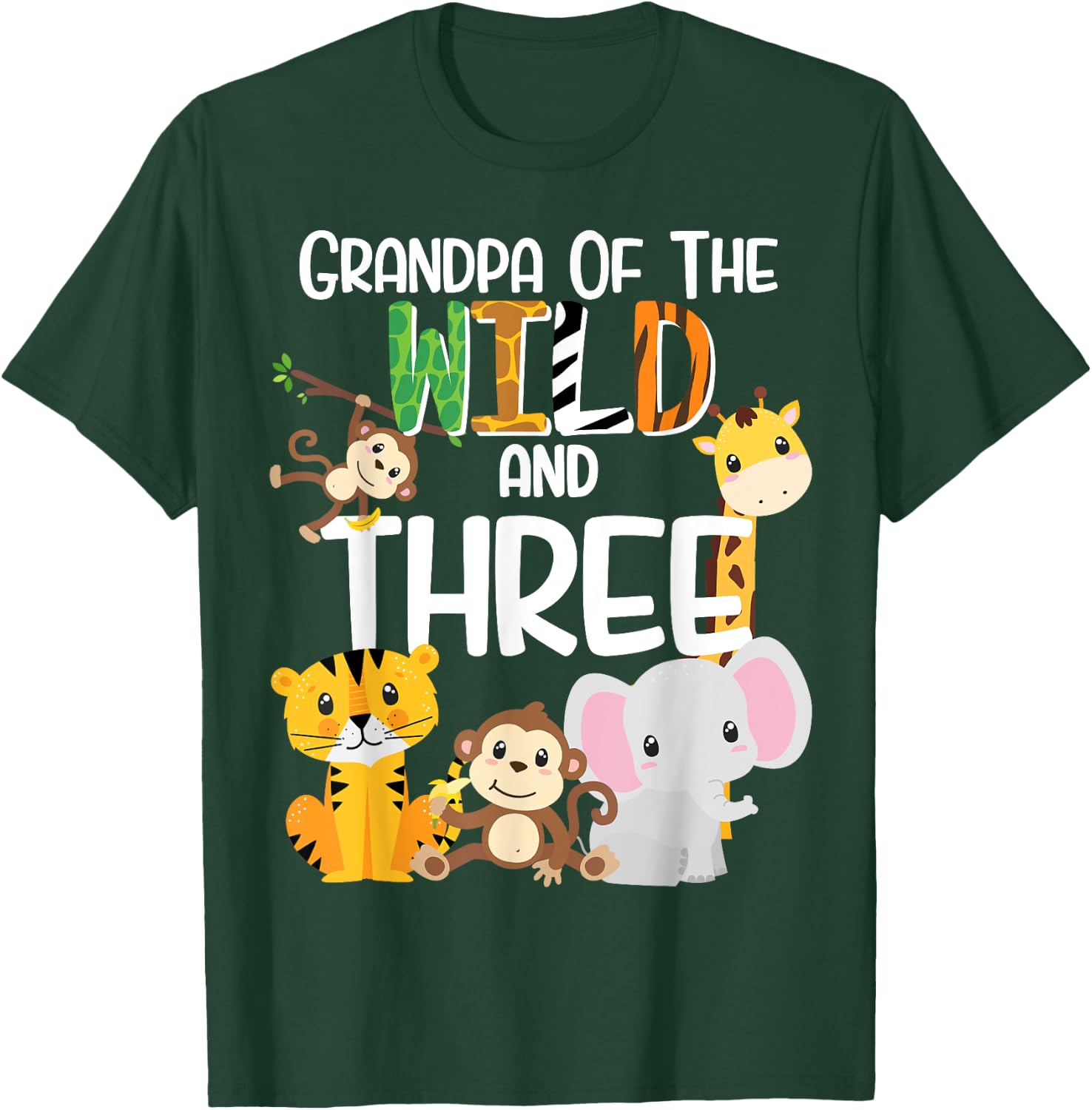 Grandpa of the Wild and 3 Zoo Theme Birthday Safari Jungle T-Shirt - T-Shirt | Forest