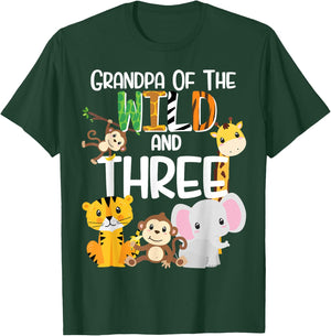 Grandpa of the Wild and 3 Zoo Theme Birthday Safari Jungle T-Shirt - T-Shirt | Forest