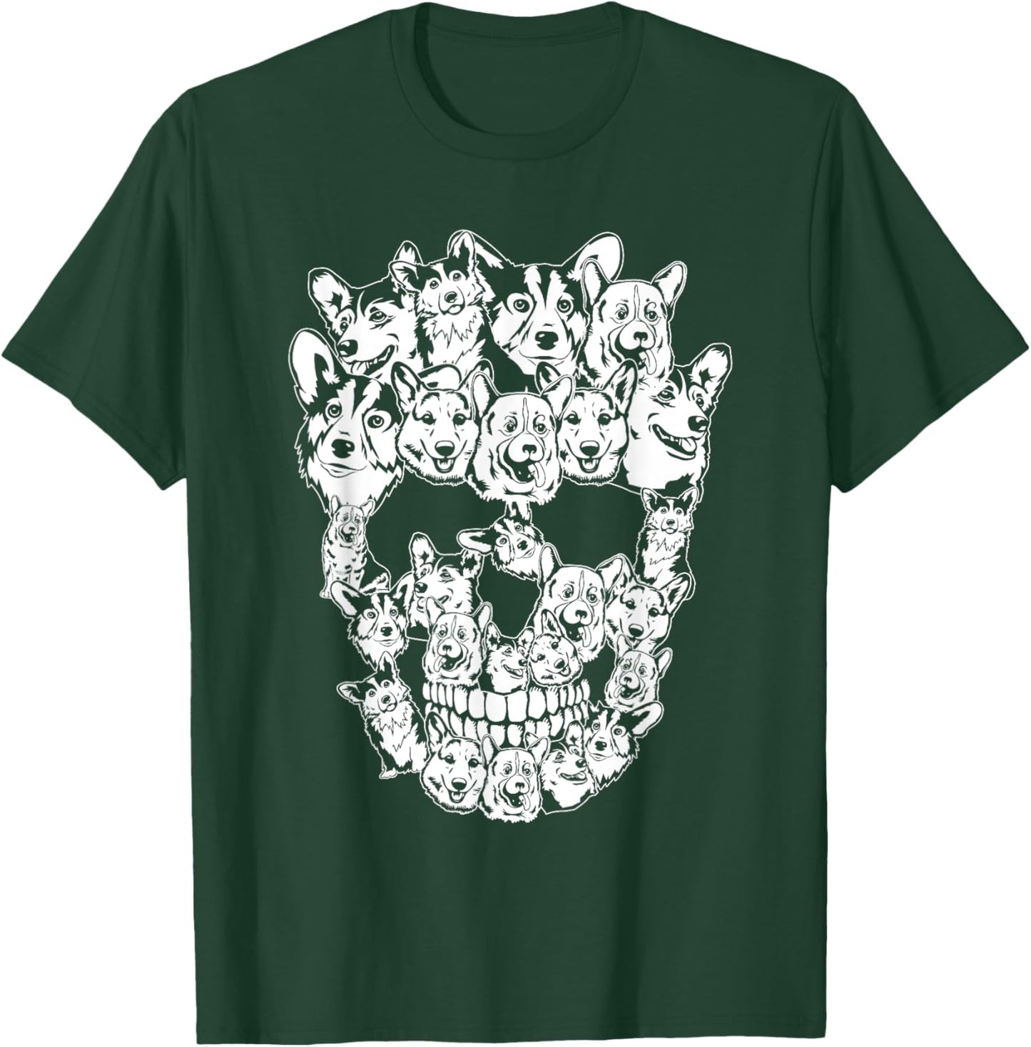 Funny Halloween Costume Skull Corgi Dog Lover Men Women Kids T-Shirt - T-Shirt | Forest