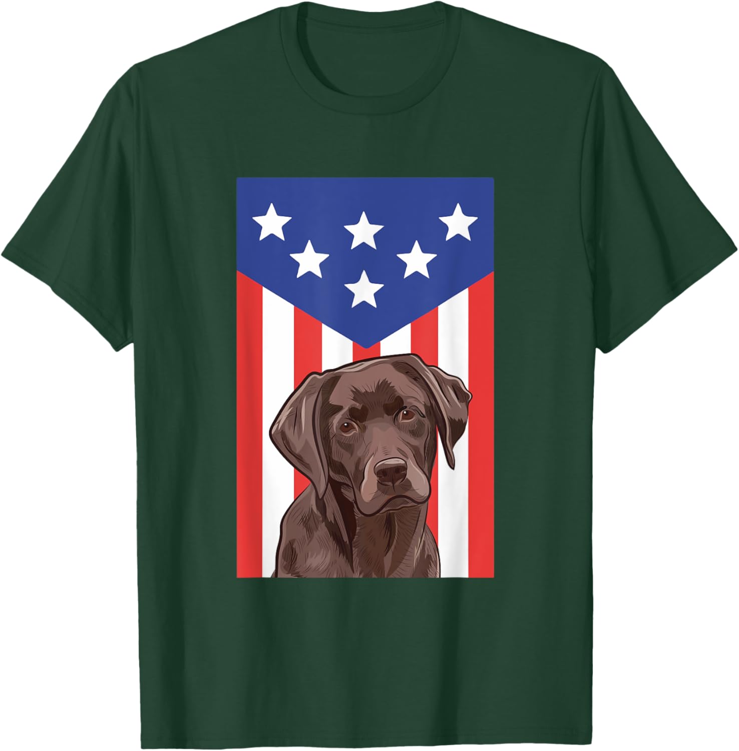 Labrador Retriever Chocolate Lab American Flag Funny Patriot T-Shirt - T-Shirt | Forest