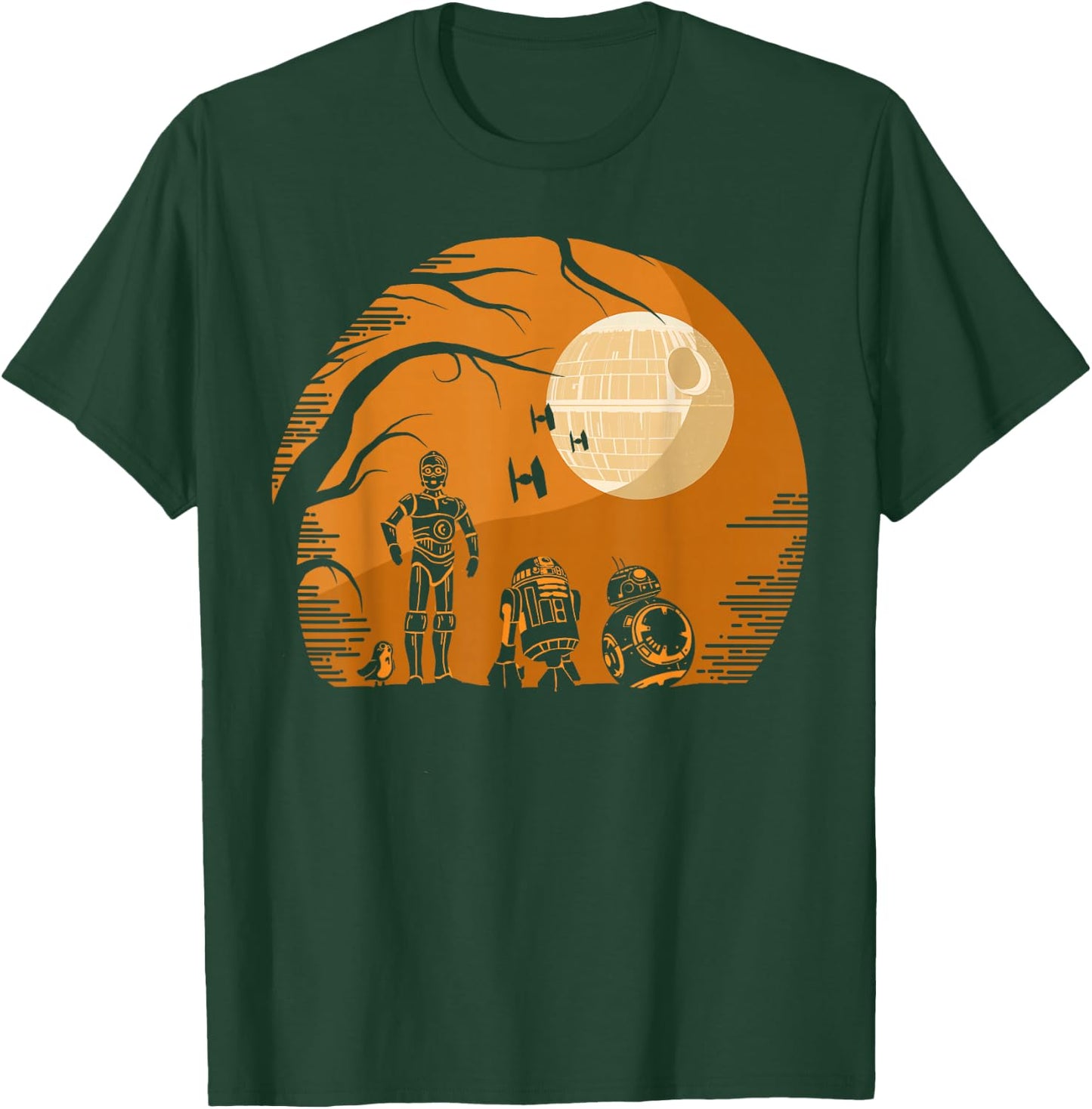 Star Wars Droids Halloween Orange Hue Death Star Portrait T-Shirt - T-Shirt | Forest