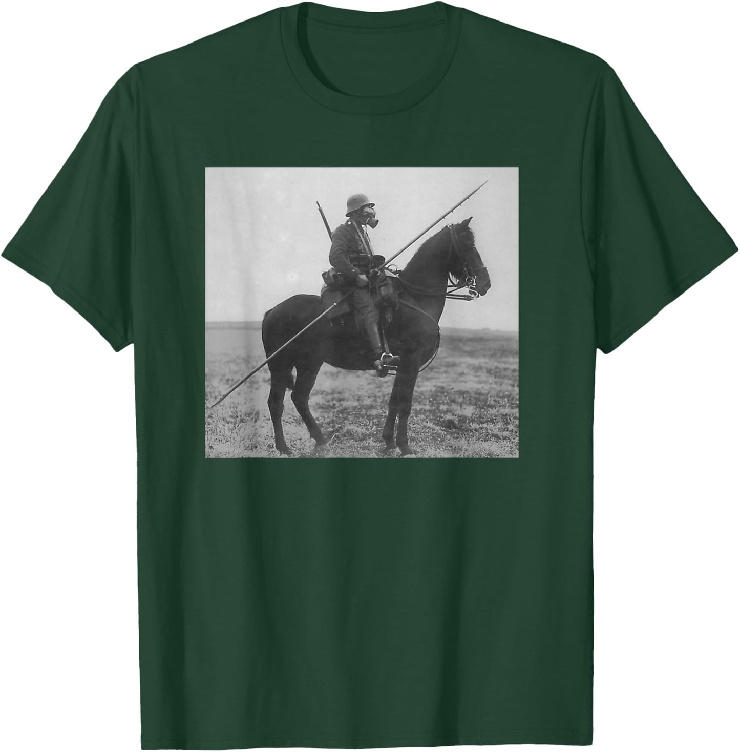 WW1 Vintage Solider Horse Gas Mask Spear Shirt T-Shirt - T-Shirt | Forest