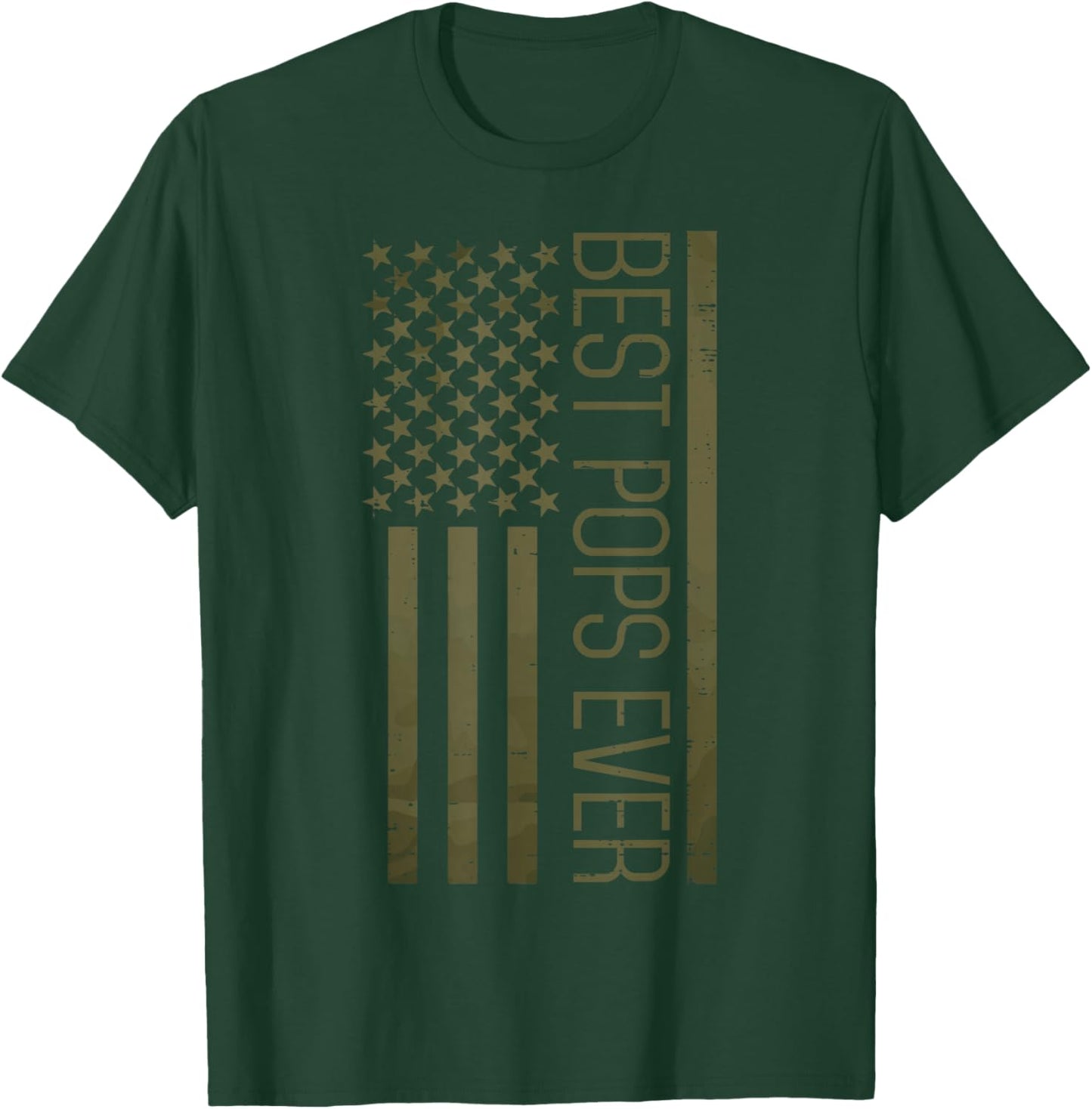 Fathers Day Best Pops Ever America Flag Grandpa Granddad Men T-Shirt - T-Shirt | Forest