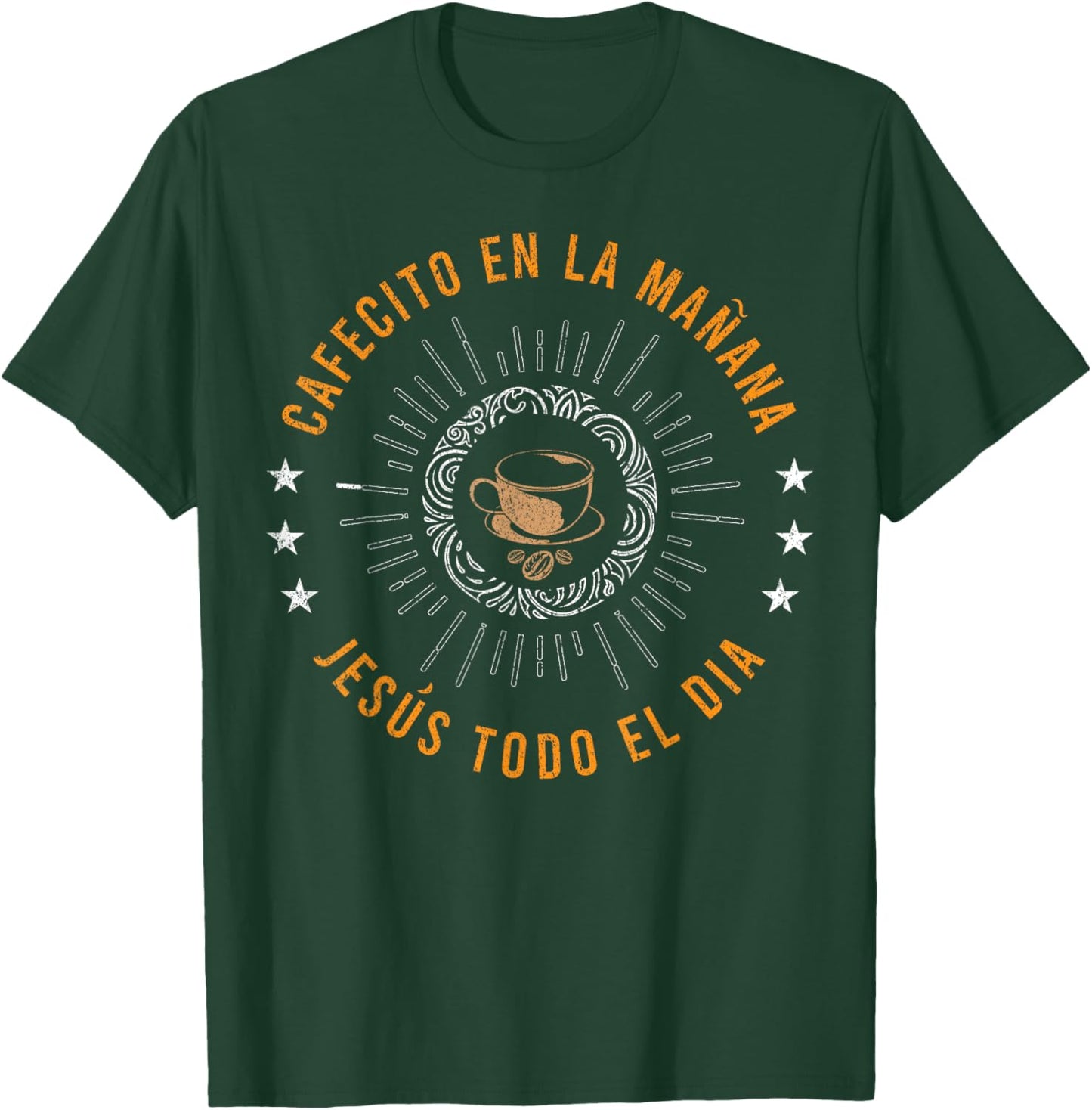 Cafecito Y Jesus Gift Reagalo Cristiano Christian Spanish T-Shirt - T-Shirt | Forest