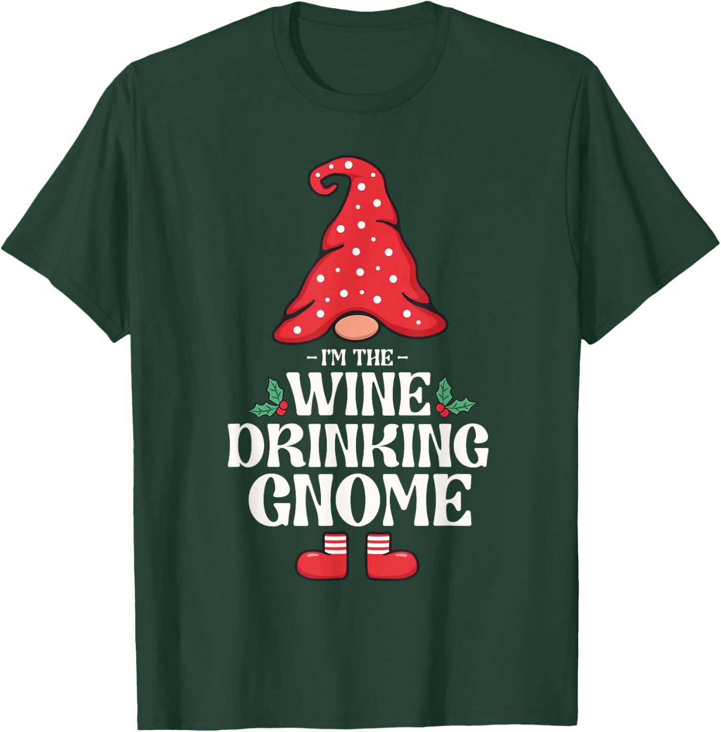 The Wine Drinking Gnome Family Matching Group Christmas T-Shirt - T-Shirt | Forest