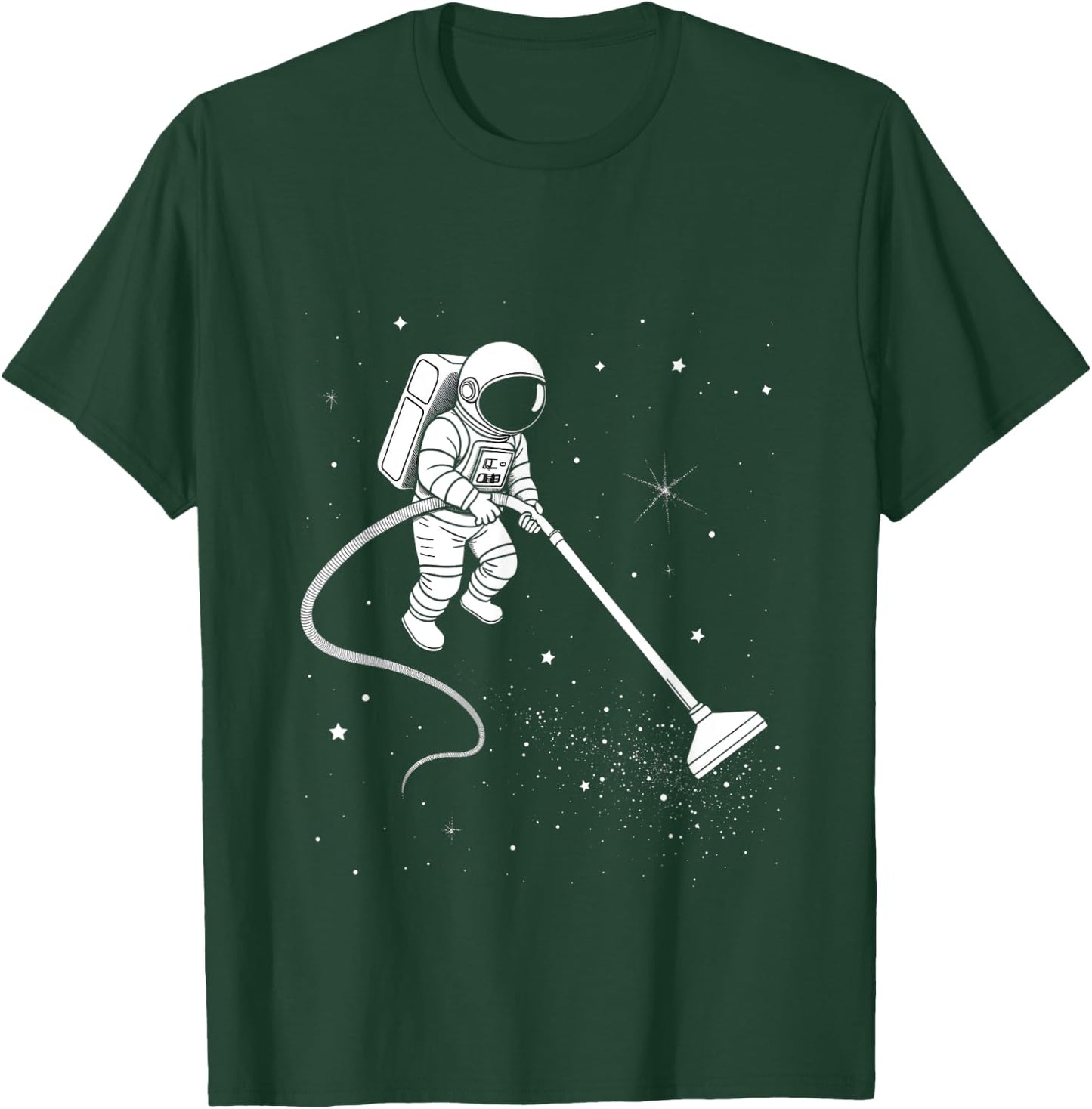 Astronaut Cleaning Stars Funny Space Design T-Shirt - T-Shirt | Forest