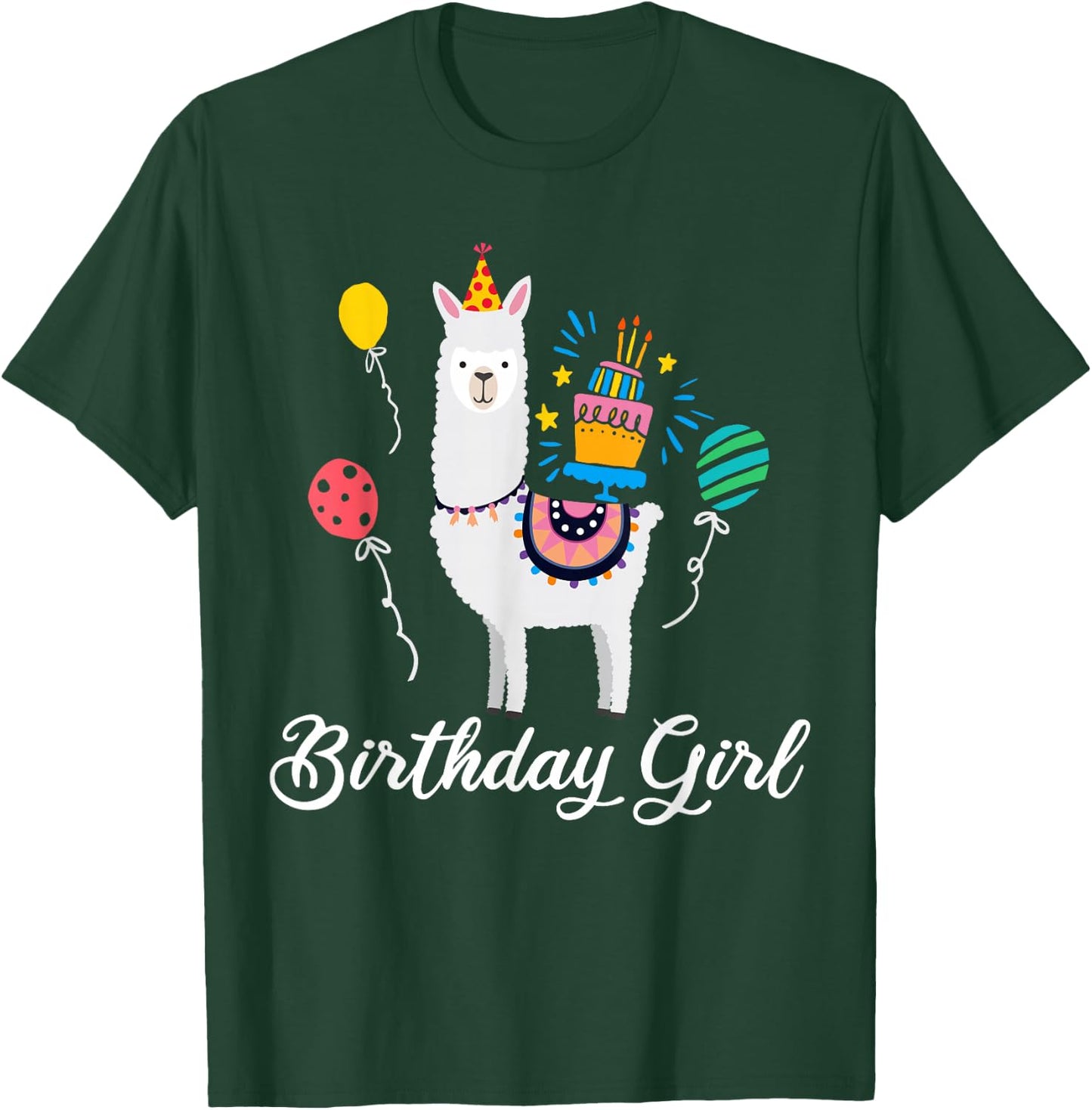 Cute Birthday Llama Girl T Shirt Alpaca Animal Kids Gift T-Shirt - T-Shirt | Forest