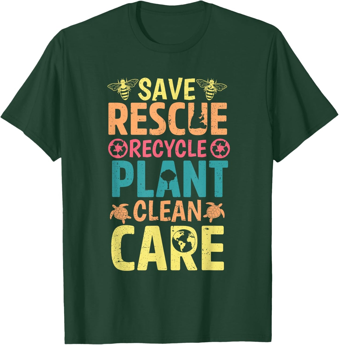 Save Bees Rescue Animals Recycle Plastict Earth Day men kids T-Shirt - T-Shirt | Forest
