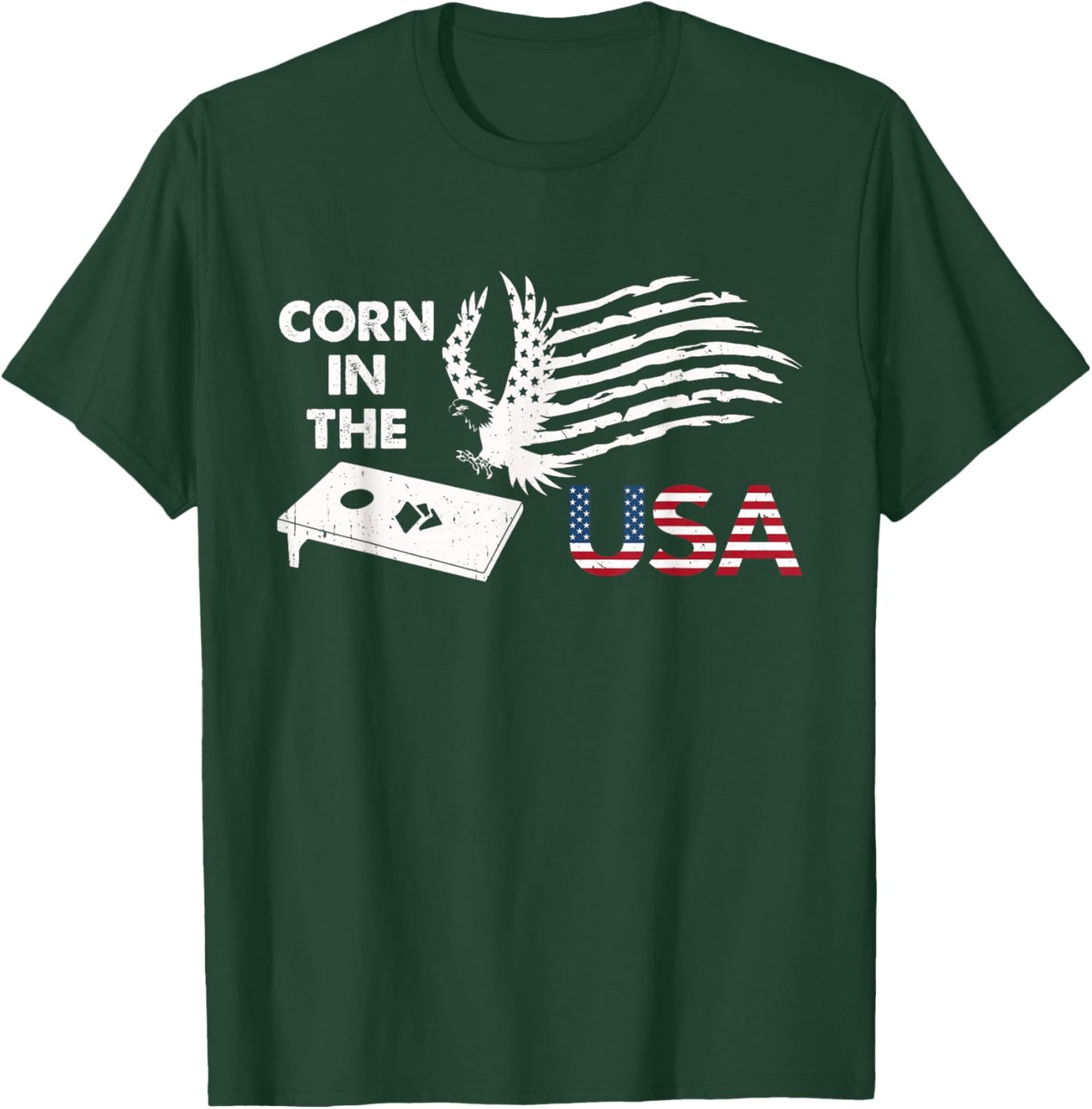 Patriotic Cornhole Player Corn In The USA American Flag T-Shirt - T-Shirt | Forest