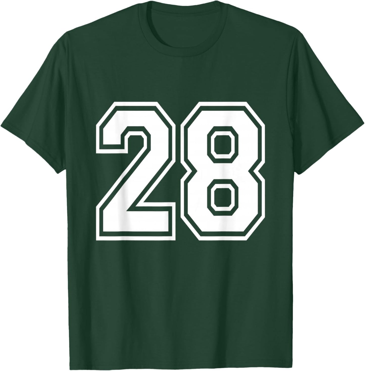 Number 28 Varsity Sports Team Jersey 28th Birthday 28 Years T-Shirt - T-Shirt | Forest