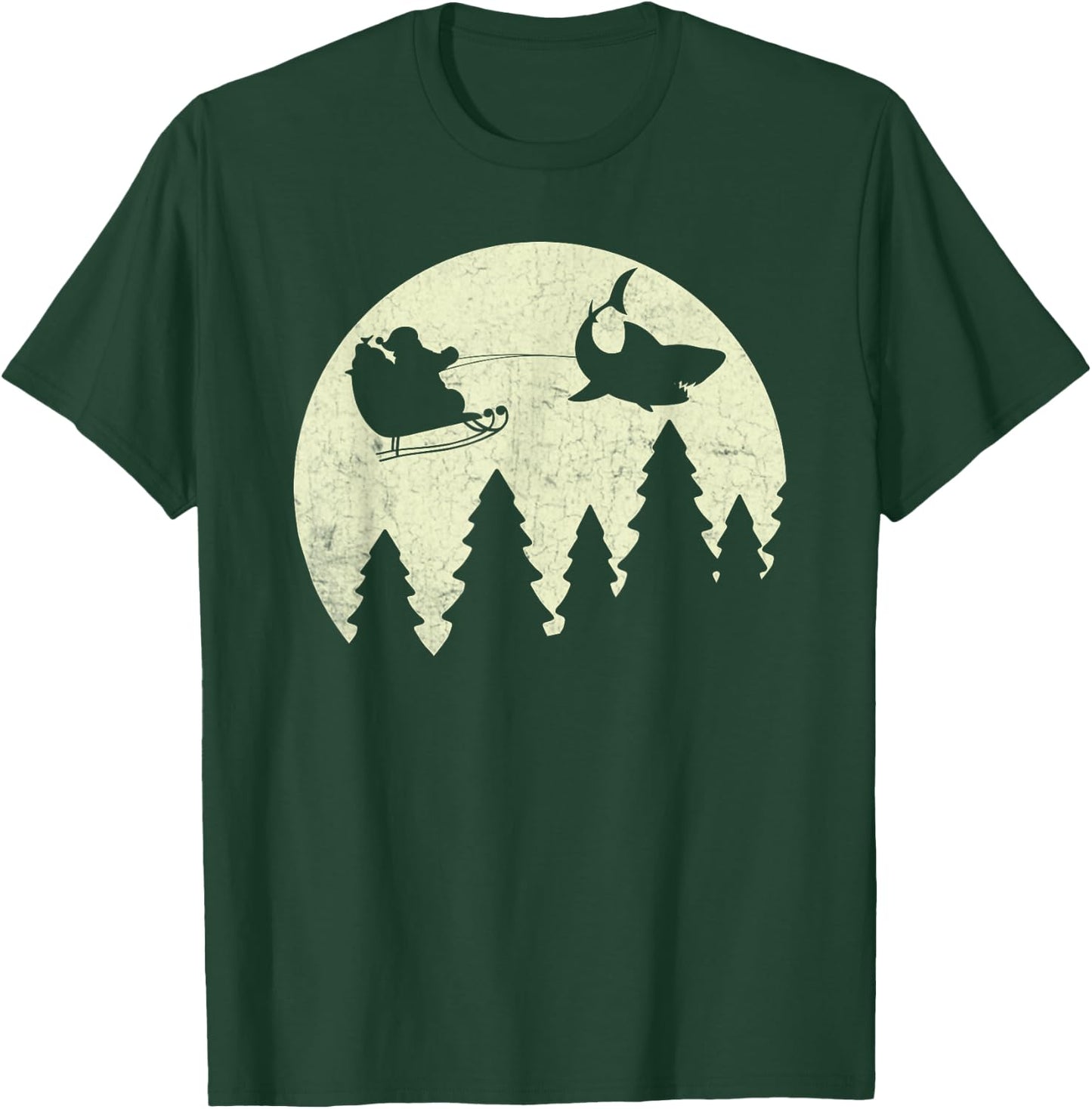 Santa Claus Shark Sleigh Christmas Funny T-Shirt - T-Shirt | Forest