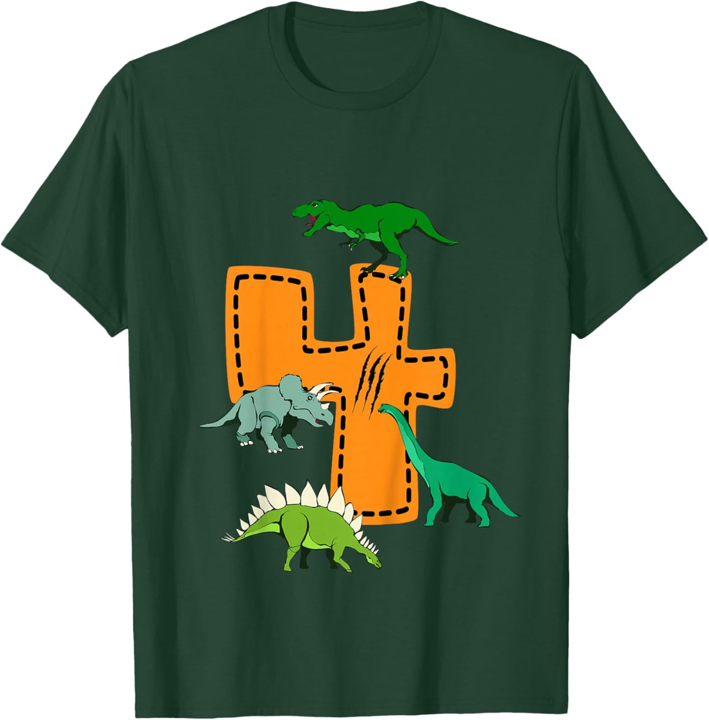 I'm 4 Dinosaurs 4th Children's Son's Dino Birthday Party T-Shirt - T-Shirt | Forest