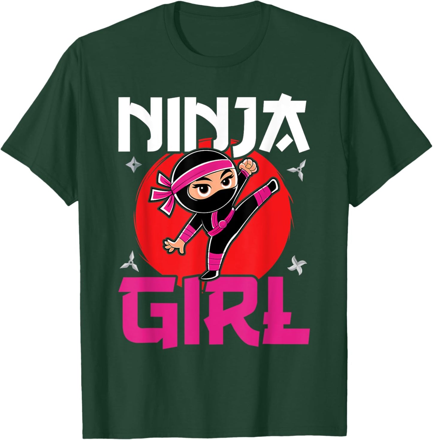 Cute Ninja Fighter Costume Ninja Girl T-Shirt - T-Shirt | Forest