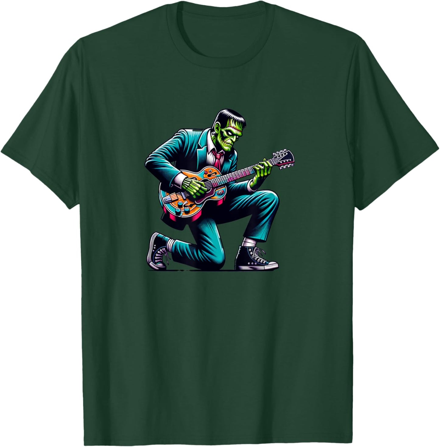 Frankenstein Guitar Lover, Halloween, Monster Vibes T-Shirt - T-Shirt | Forest