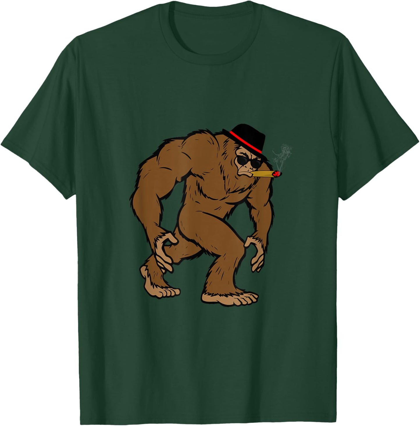 Bigfoot With Cigar Cigar Lover Smoking Design T-Shirt - T-Shirt | Forest