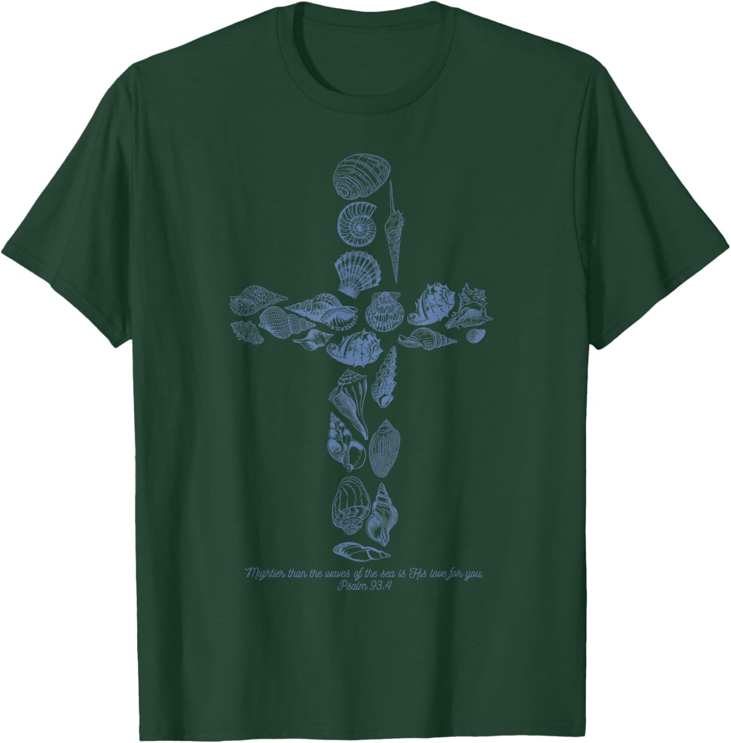 Beachy Ocean Seashell Ocean Beach Faith Cross Christian Women T-Shirt - T-Shirt | Forest