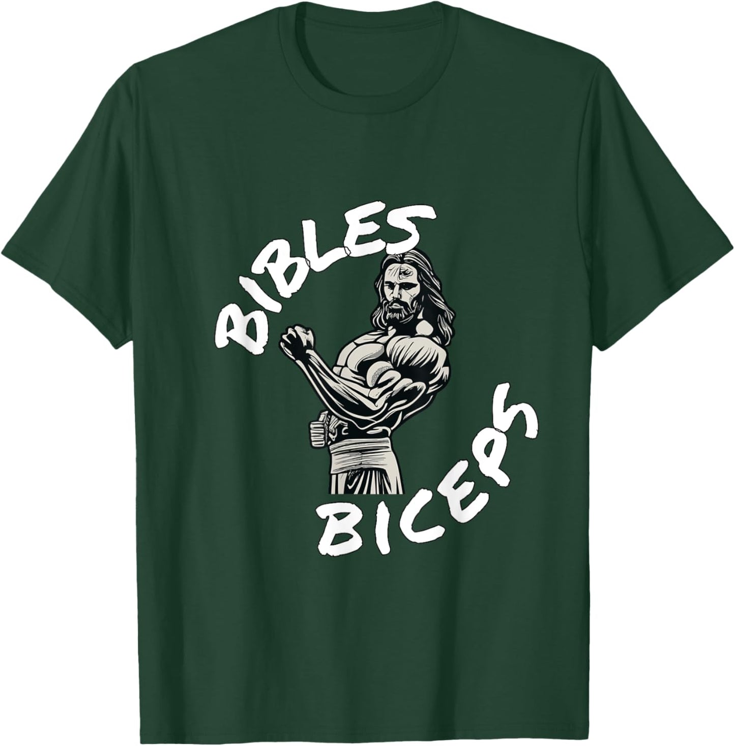 Bibles and Biceps Funny Gym Workout Christian T-Shirt - T-Shirt | Forest