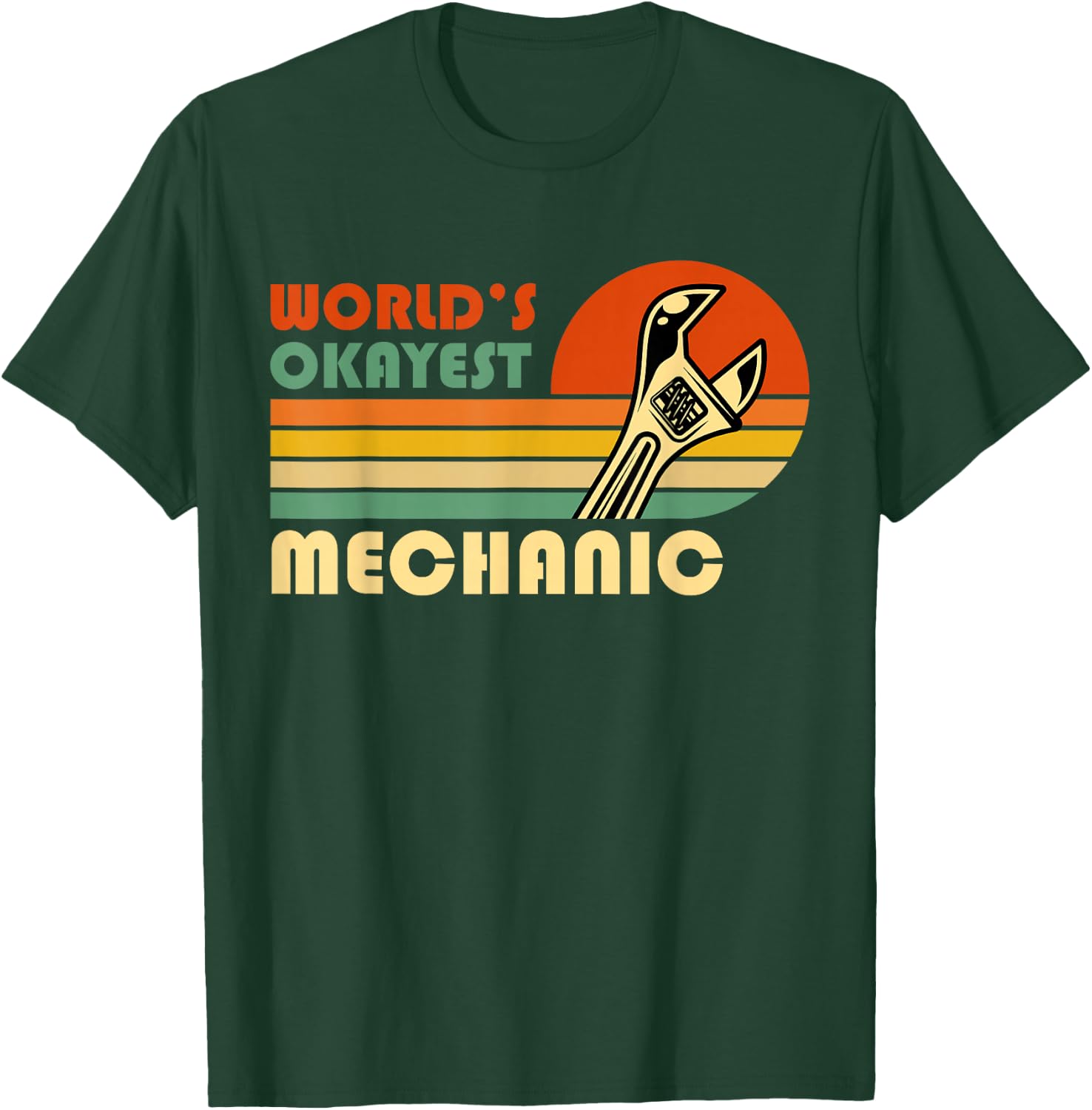 World's Okayest Mechanic - Funny Retro Vintage Gift T-Shirt - T-Shirt | Forest