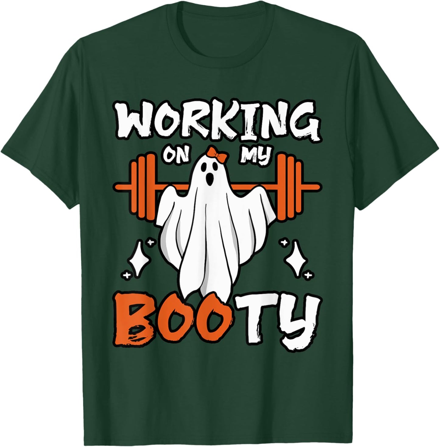 Working On My Booty Ghost Weightlifter Fitness Halloween T-Shirt - T-Shirt | Forest