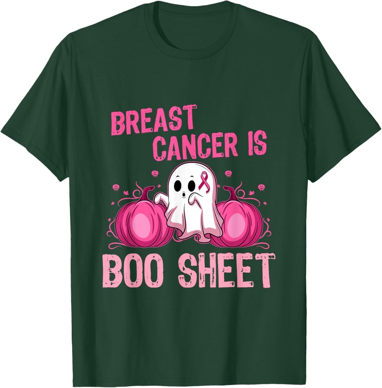 Halloween Women Boob Skeleton Breast Cancer Ribbon Support T-Shirt - T-Shirt | Forest