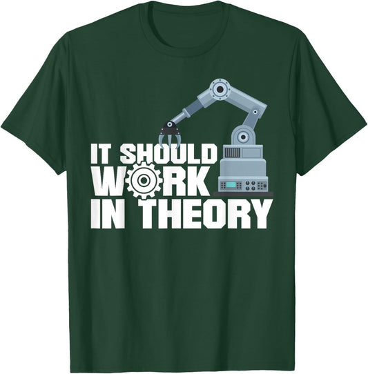 Robot Robotics Engineer It Should Work In Theory T-Shirt - T-Shirt | Forest