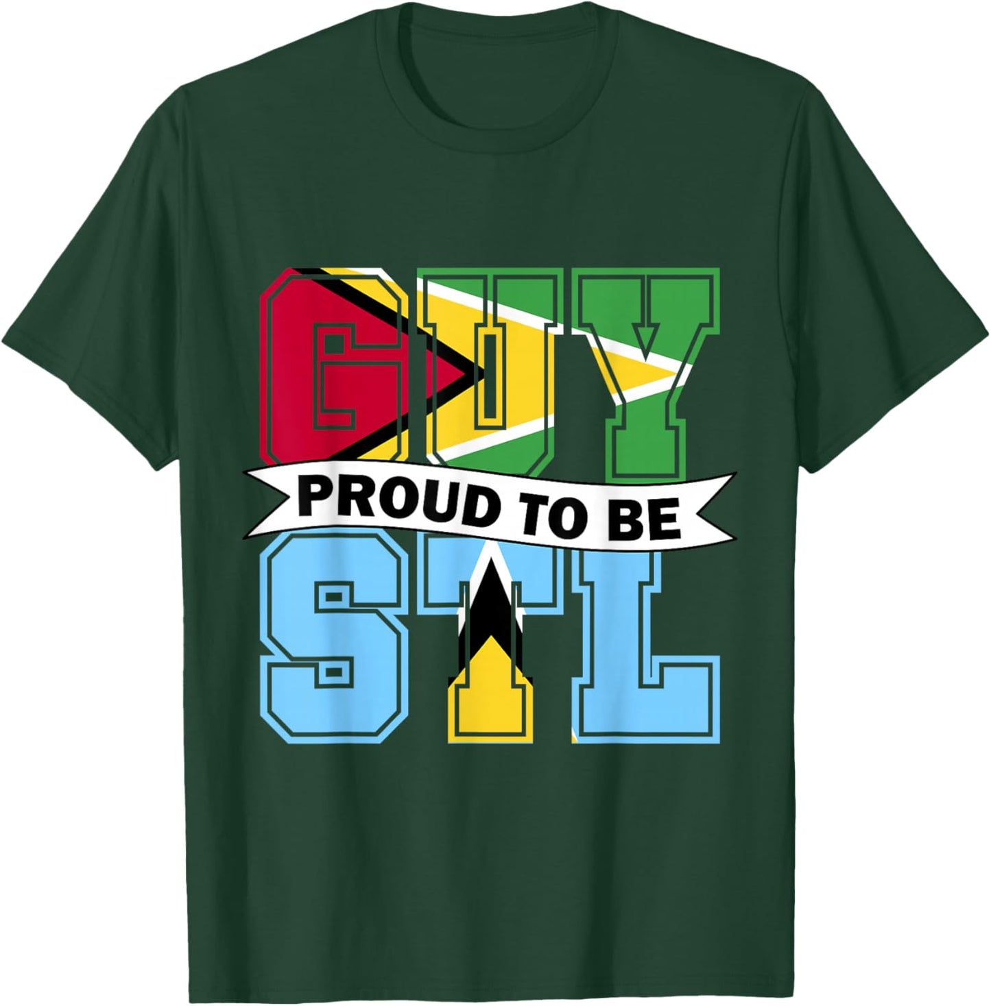 Proud to be Half Guyanese half Lucian Guyana Saint Lucia T-Shirt - T-Shirt | Forest