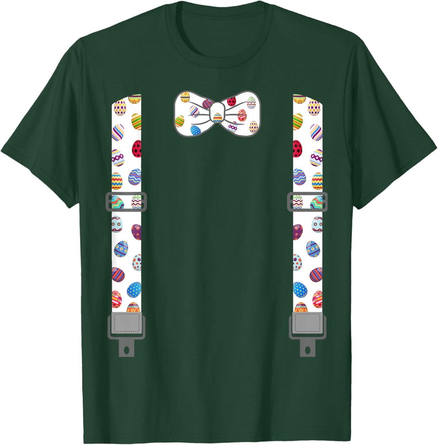 Easter Eggs Bow Tie & Suspenders Egg Hunting Bunny T-Shirt - T-Shirt | Forest