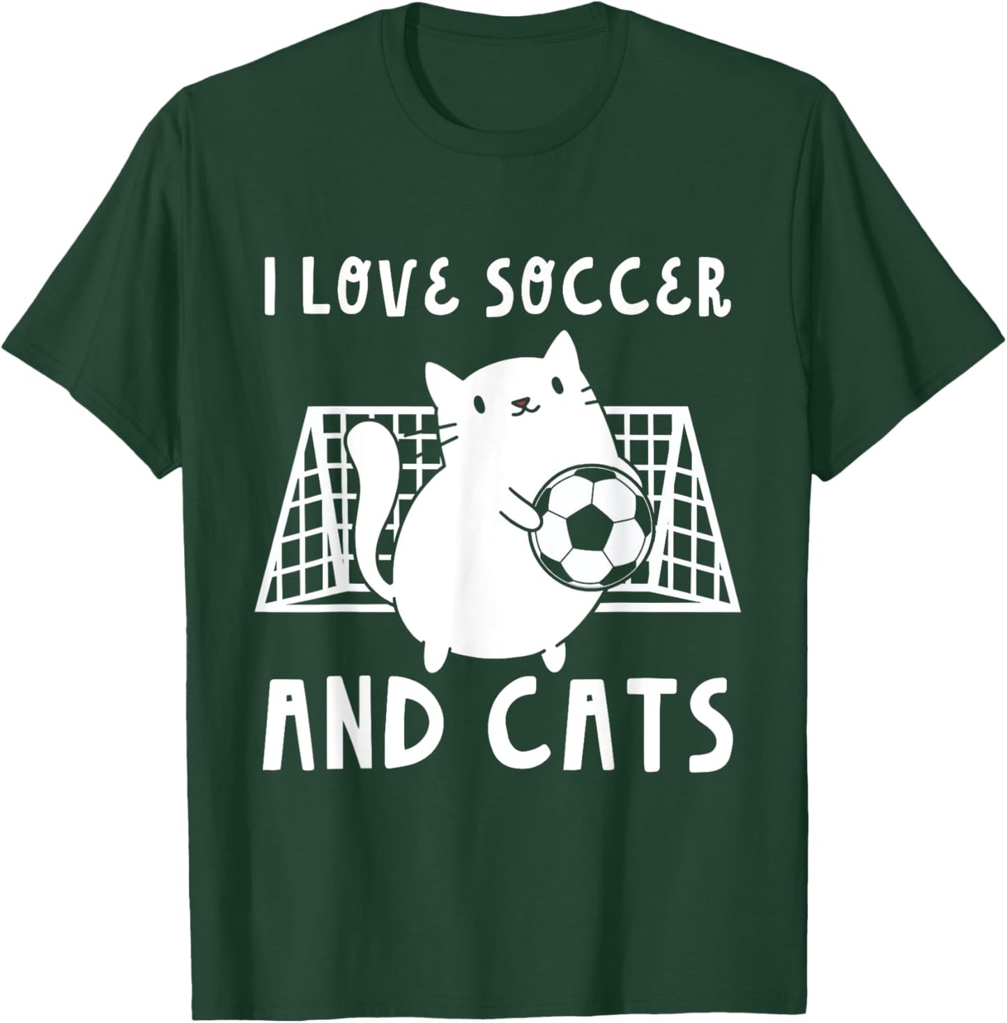 Cute I Love Soccer And Cats Funny Soccer Goalie Goalkeeper T-Shirt - T-Shirt | Forest
