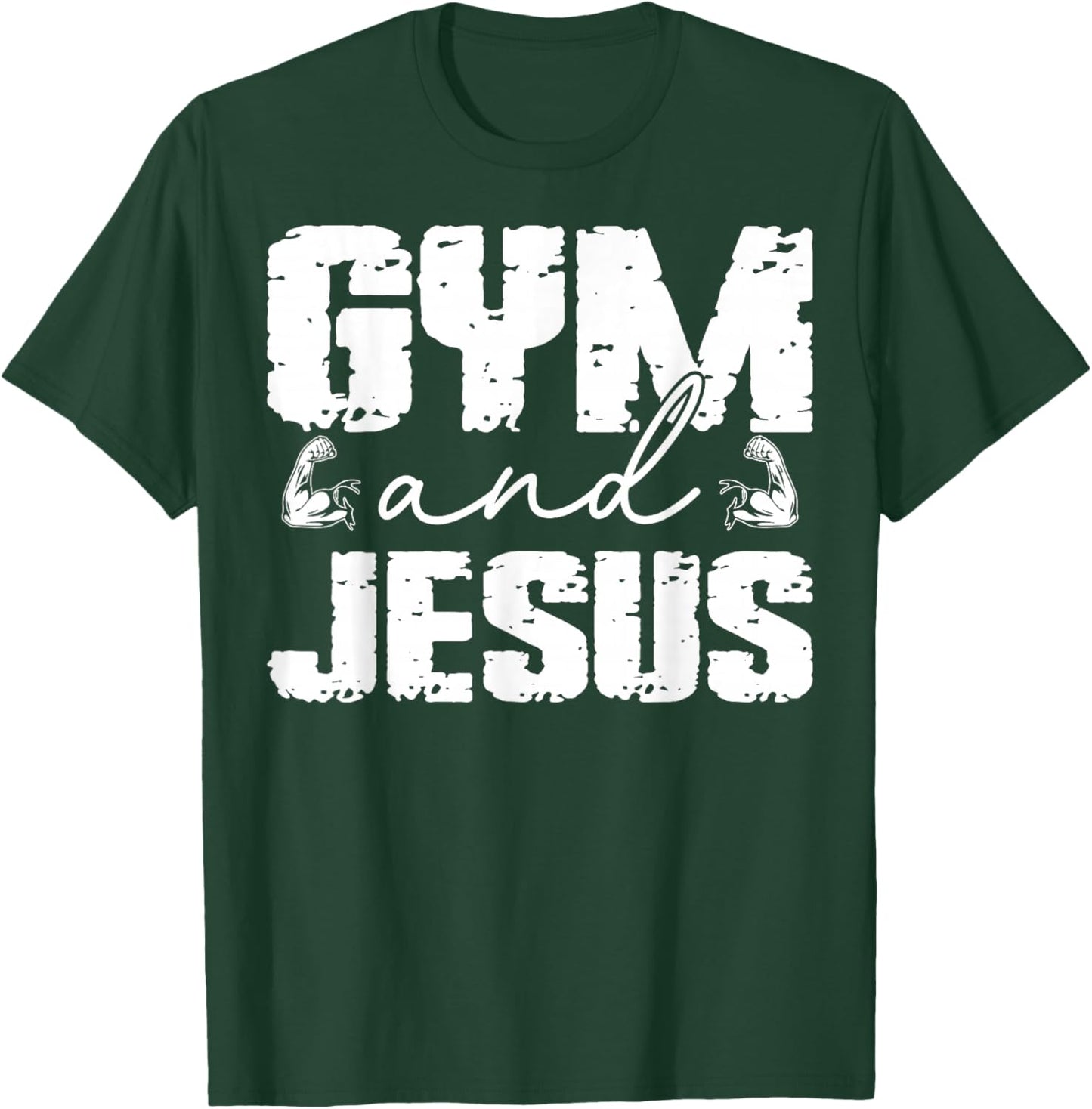 Christian Lovers Gym and Jesus Faith Fitness Gym and Jesus T-Shirt - T-Shirt | Forest
