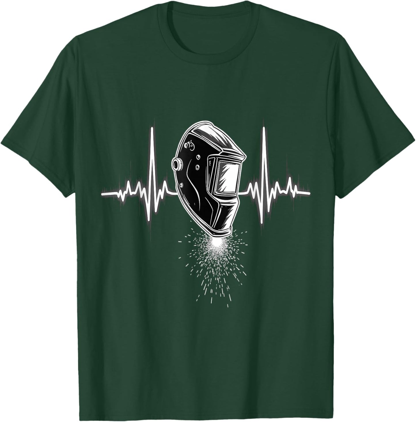 Welding Helmet Heartbeat T-Shirt - T-Shirt | Forest