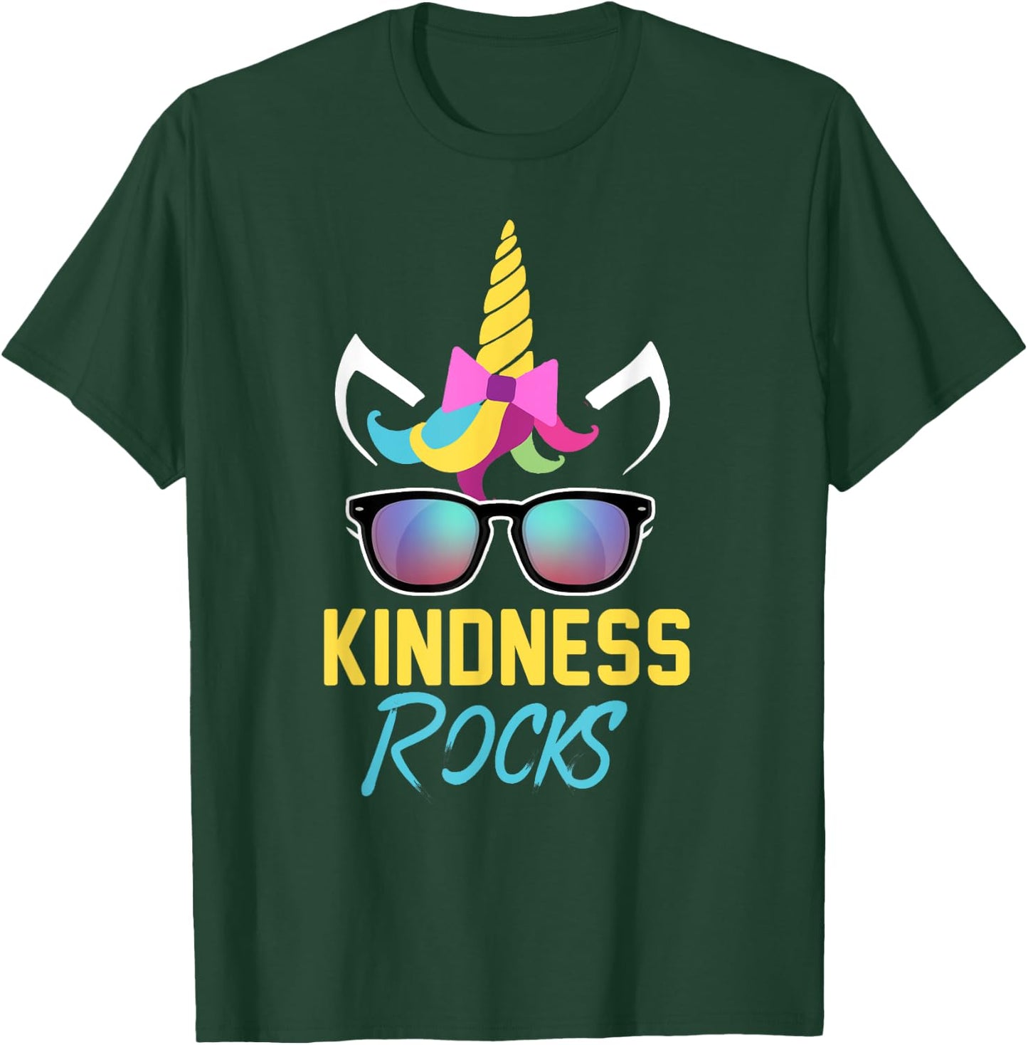 Kindness Rocks Anti Bullying Rainbow Unicorn Sunglasses Gift T-Shirt - T-Shirt | Forest