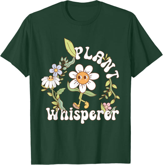 Plant Whisperer Groovy sunflower Funny Gardener lover T-Shirt - T-Shirt | Forest