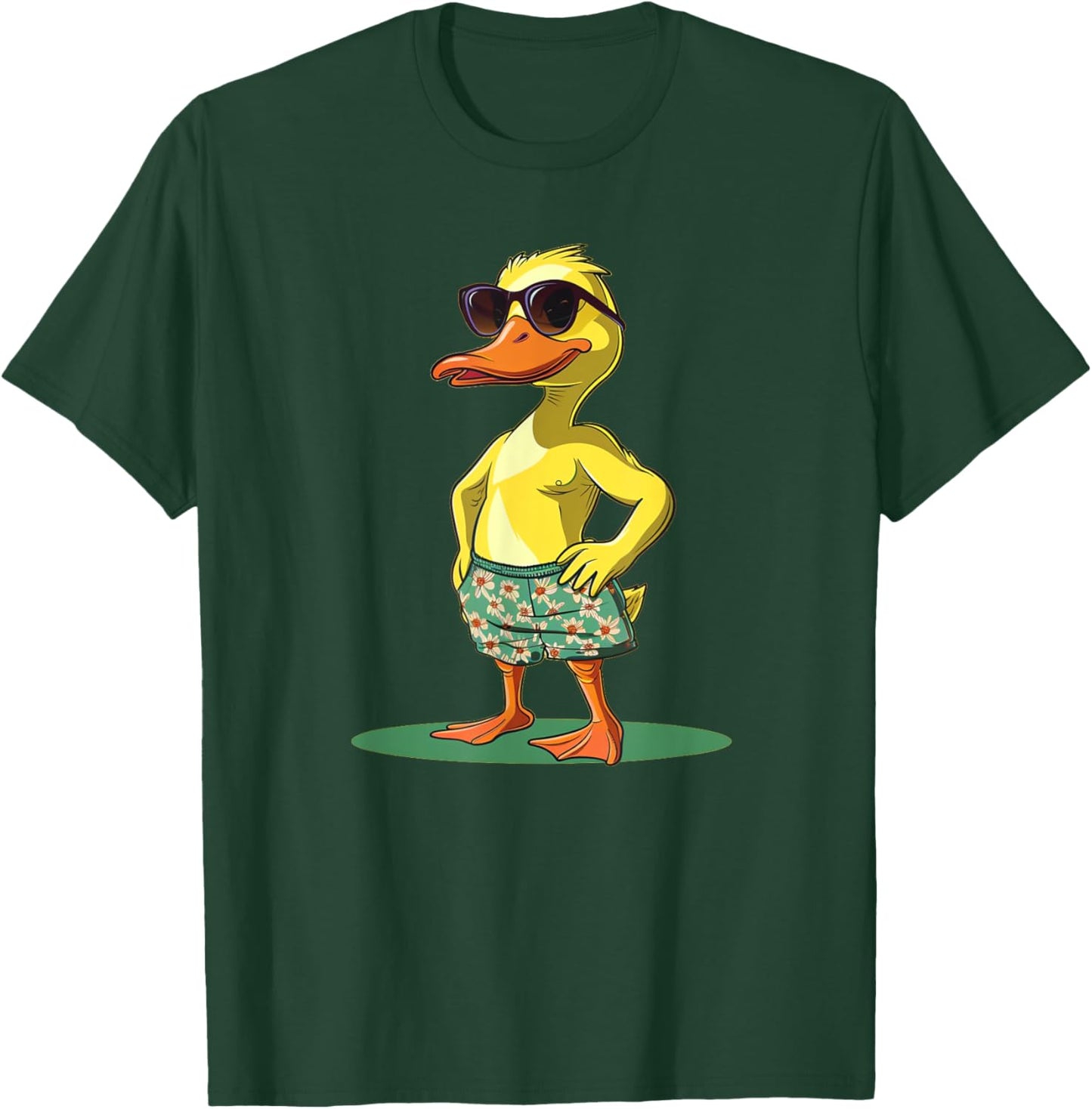 Cool Duck in Shorts and Sunglasses for Summer Fans Men Women Kids T-Shirt - T-Shirt | Forest