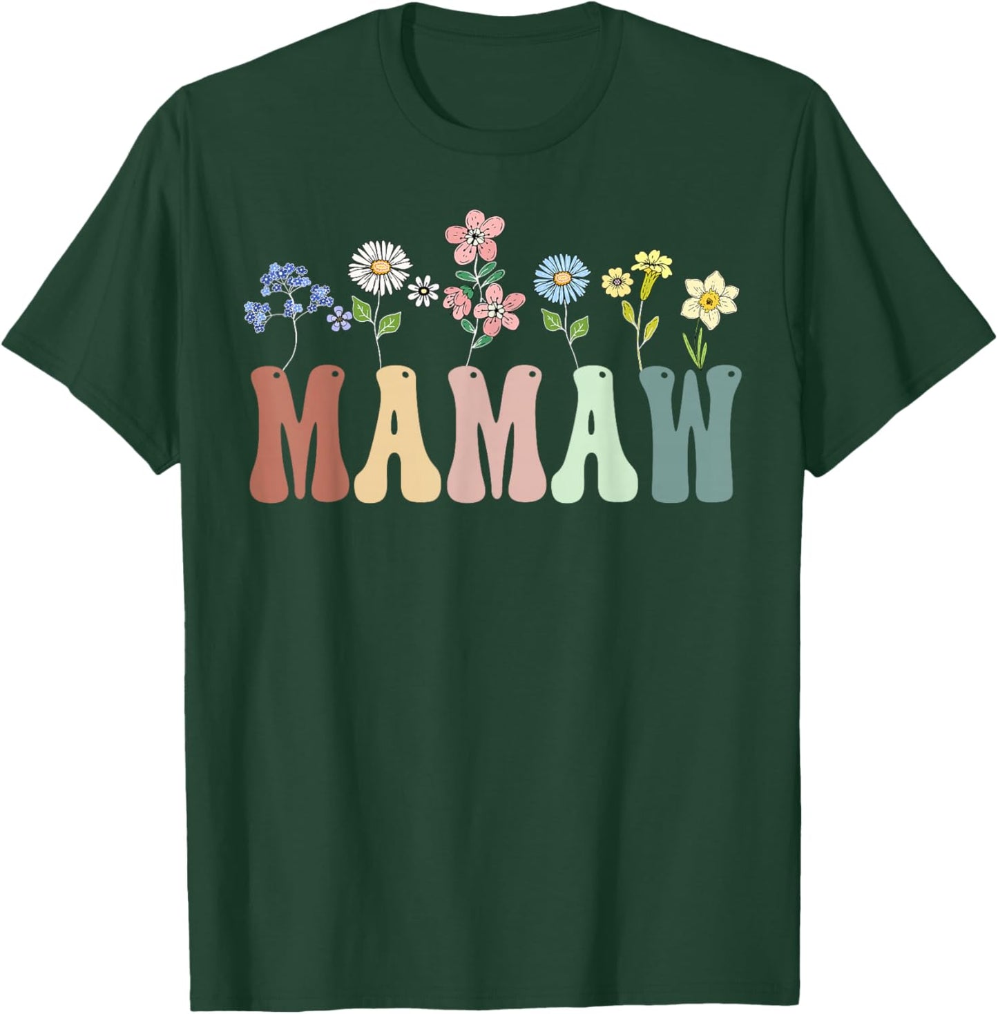 Mamaw Gifts Women Wildflower Floral Design Mamaw T-Shirt - T-Shirt | Forest