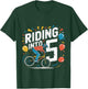 Kids Funny 5 Year 5th Birthday Old Three BMX Bike racing bicycle T-Shirt - T-Shirt | Forest