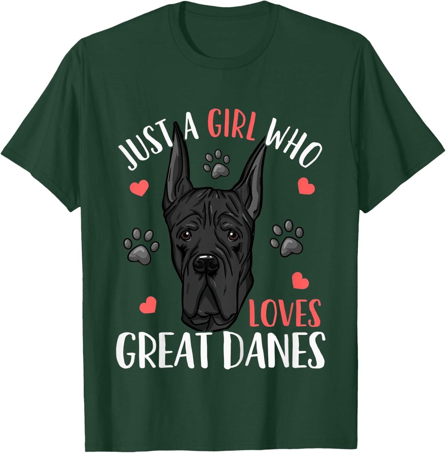 Kids Great Dane Just A Girl Who Loves Great Danes Gift T-Shirt - T-Shirt | Forest
