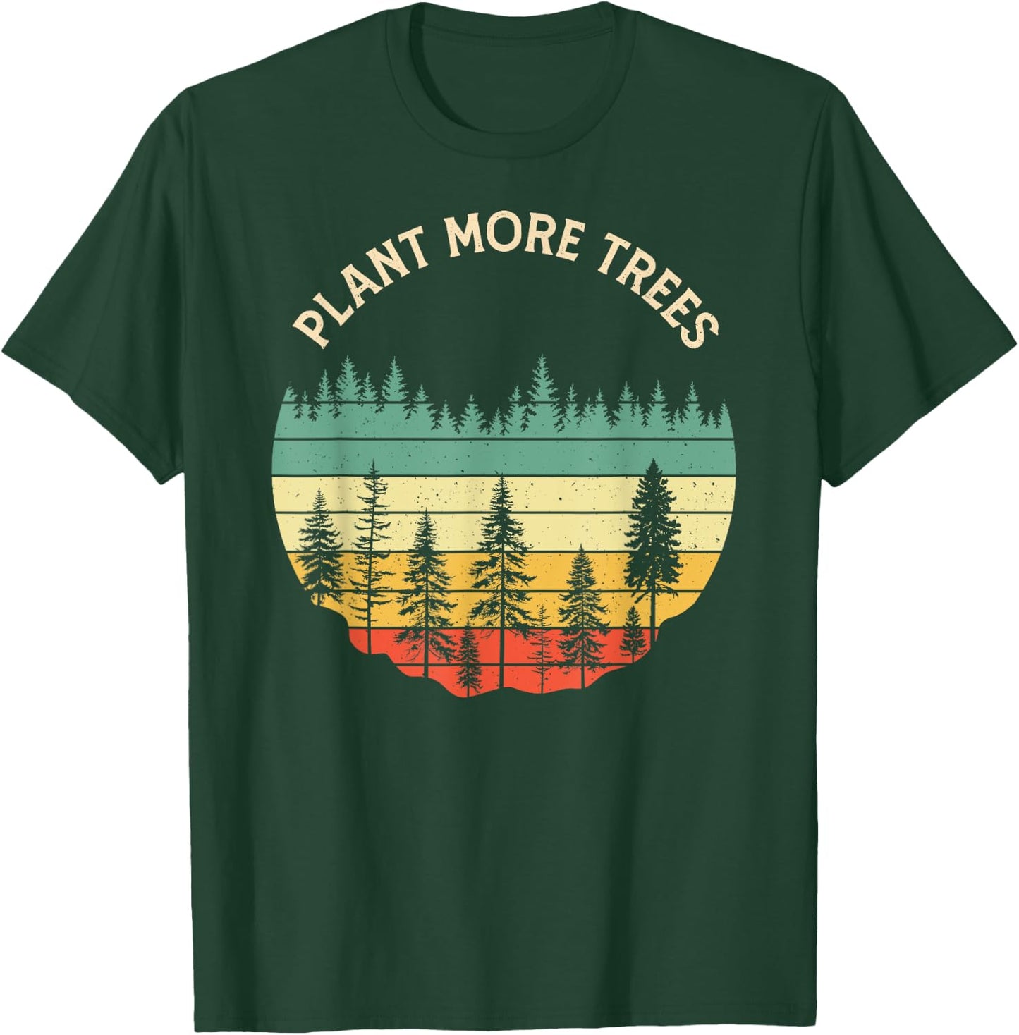Vintage Retro Style 80s Happy Pine Trees Plant more trees T-Shirt - T-Shirt | Forest