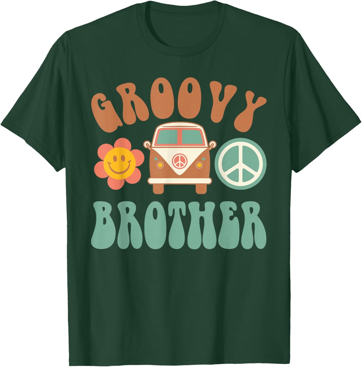 Retro Groovy Brother Matching Family Birthday Party T-Shirt - T-Shirt | Forest