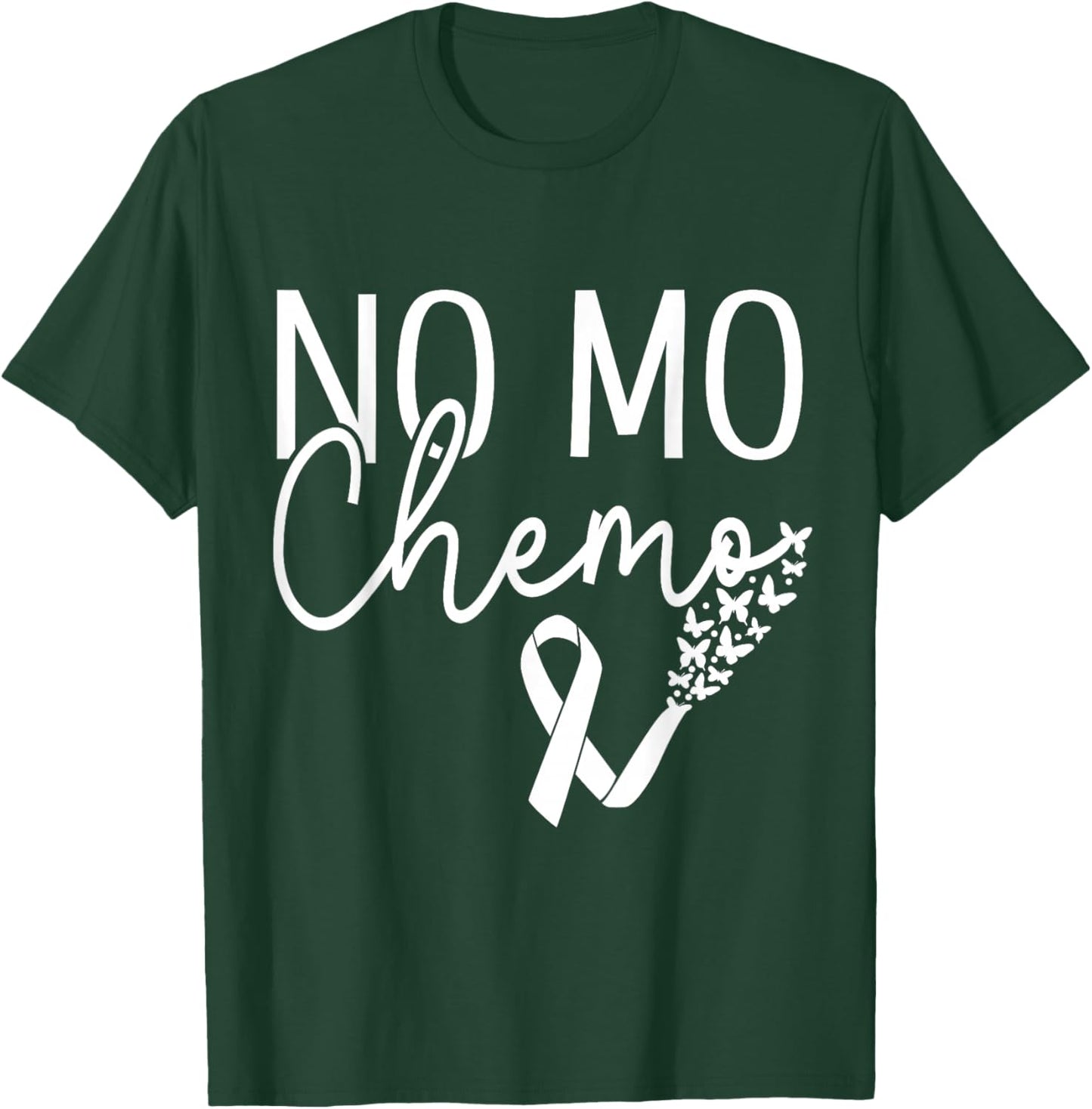 No mo chemo Ribbon Butterflies T-Shirt - T-Shirt | Forest