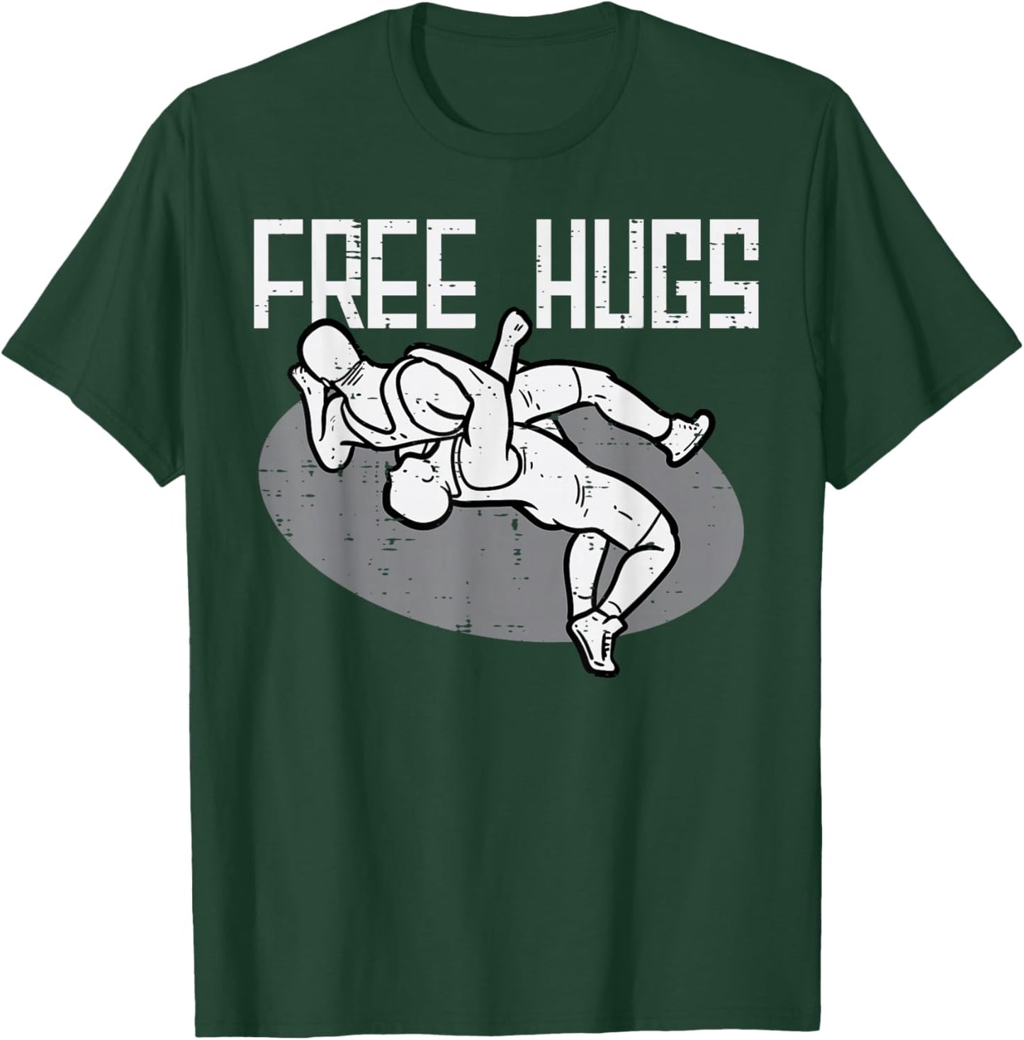 Wrestling Free Hugs Funny Wrestler Men Women Boys Kids T-Shirt - T-Shirt | Forest
