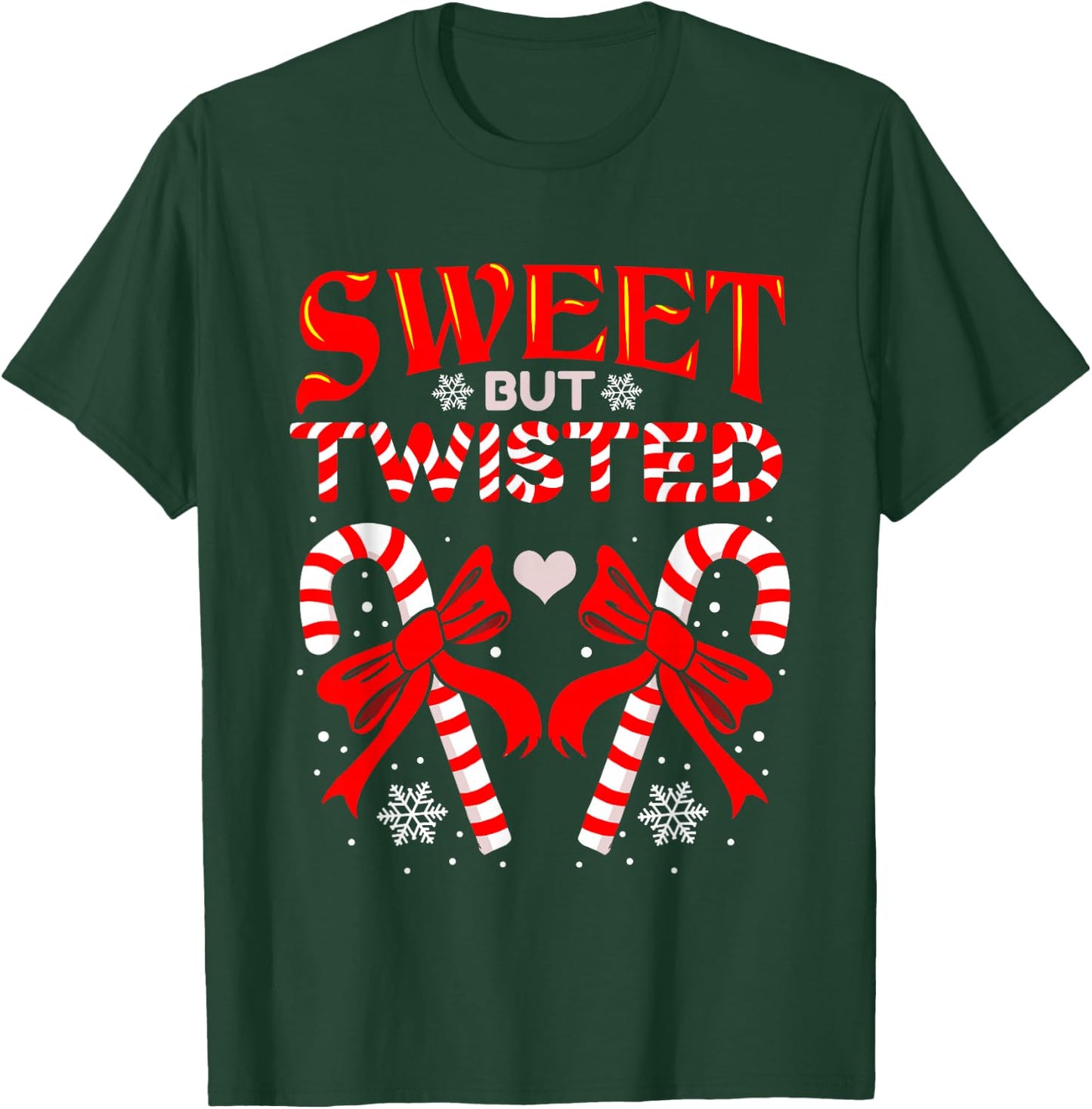 Sweet But Twisted Candy Cane Christmas Short Sleeve T-Shirt - T-Shirt | Forest