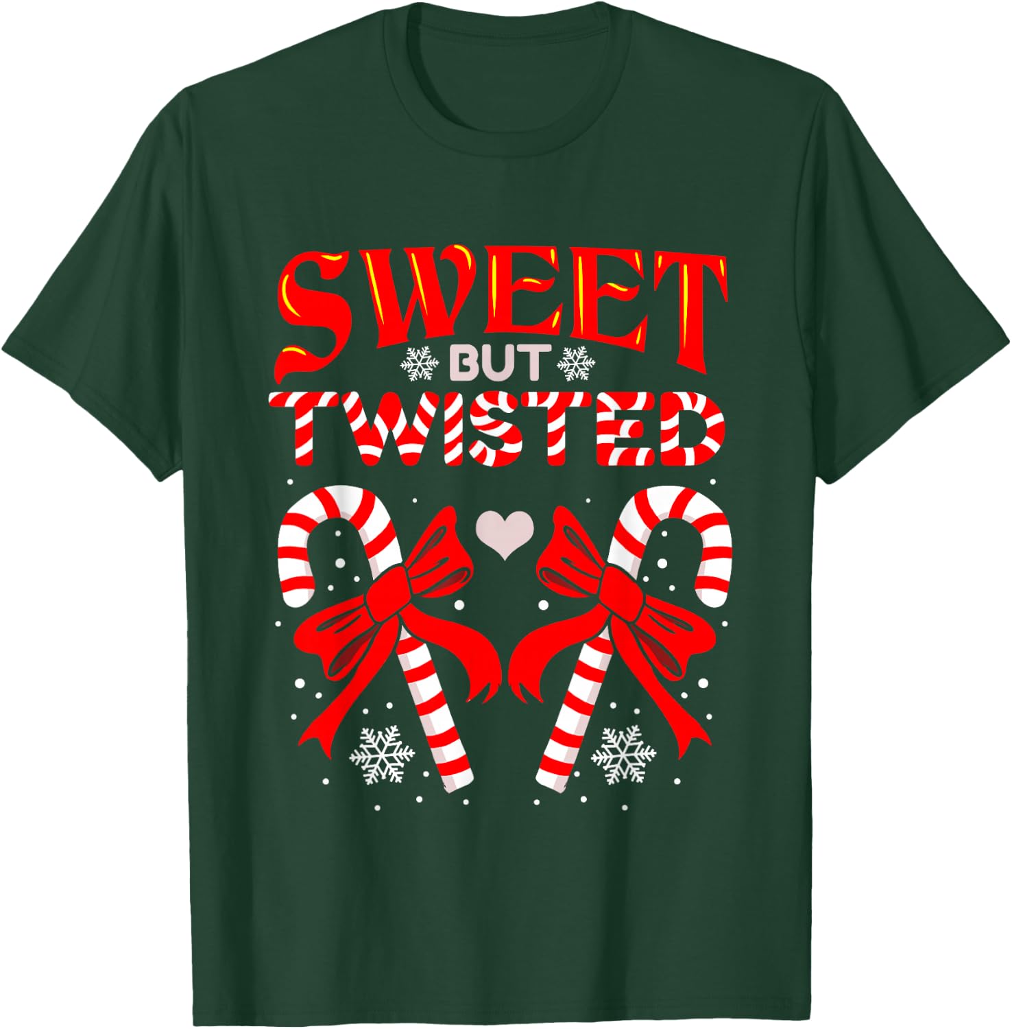 Sweet But Twisted Candy Cane Christmas Short Sleeve T-Shirt - T-Shirt | Forest