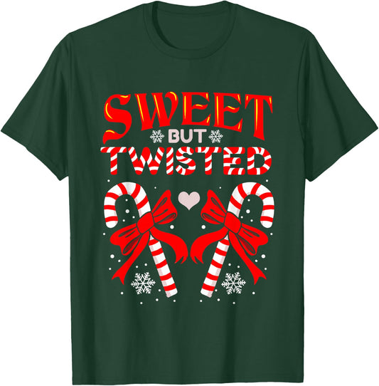 Sweet But Twisted Candy Cane Christmas Short Sleeve T-Shirt - T-Shirt | Forest