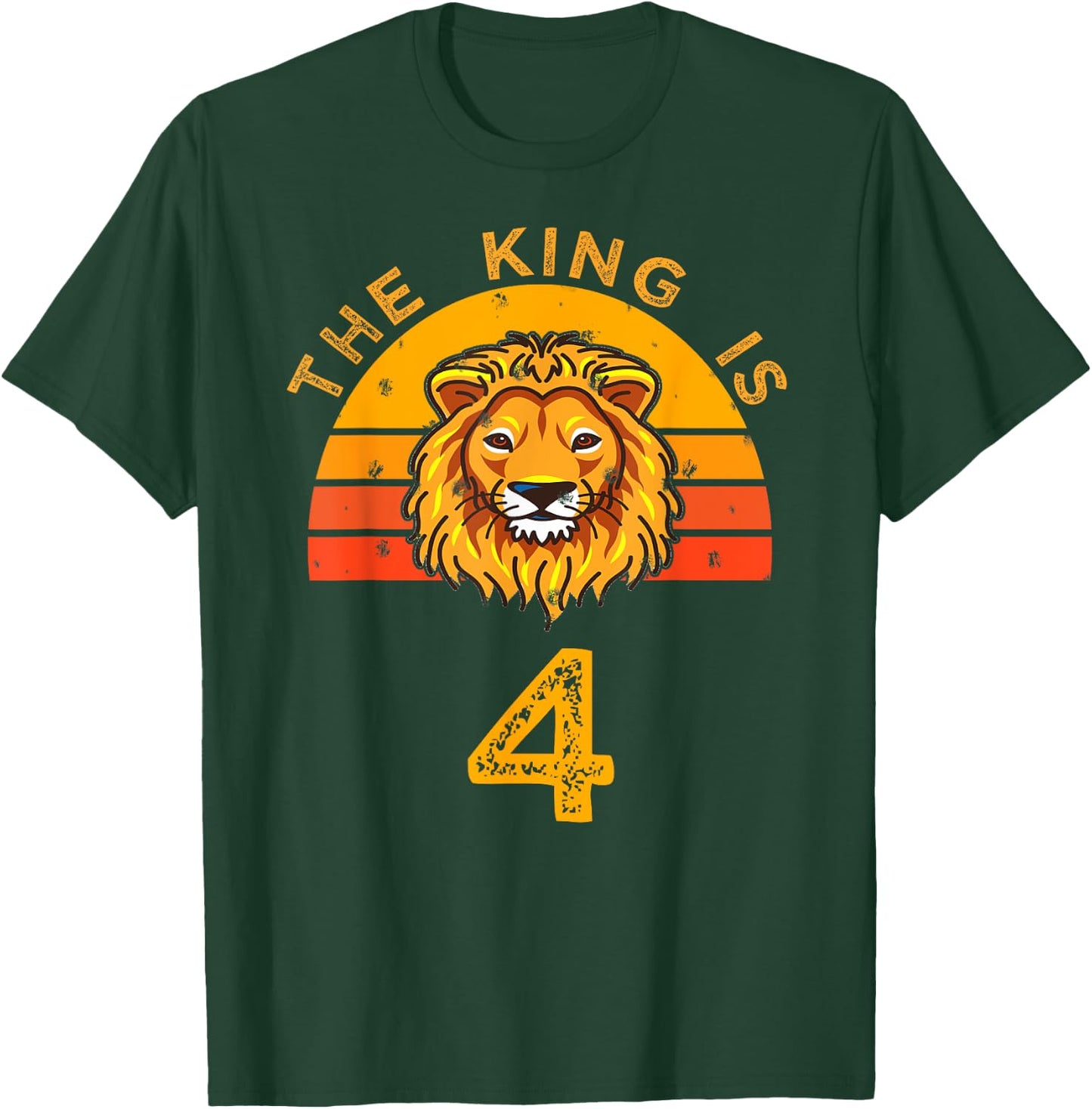 King is 4 Years Old - 4th Birthday Animal Gift Ideas T-Shirt - T-Shirt | Forest