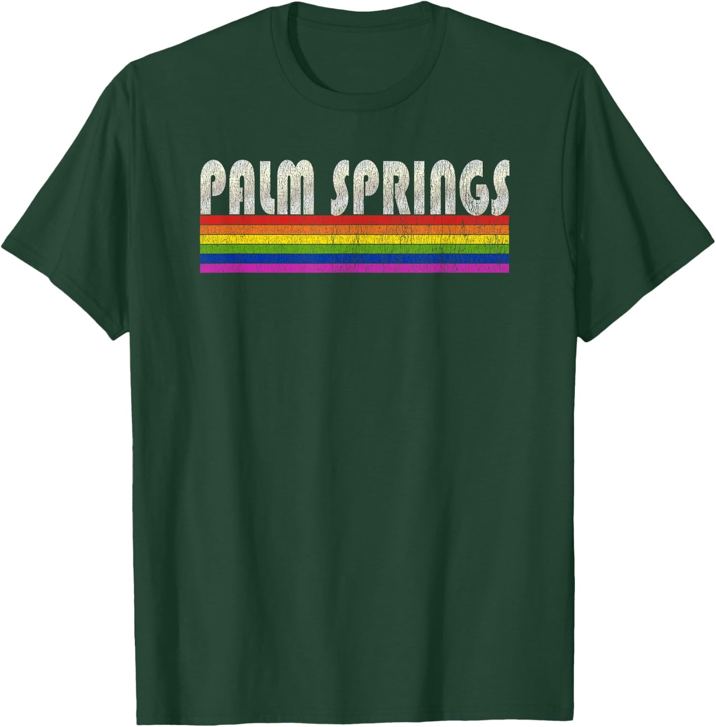 Vintage 80's Style Palm Springs Gay Pride Month T-Shirt - T-Shirt | Forest