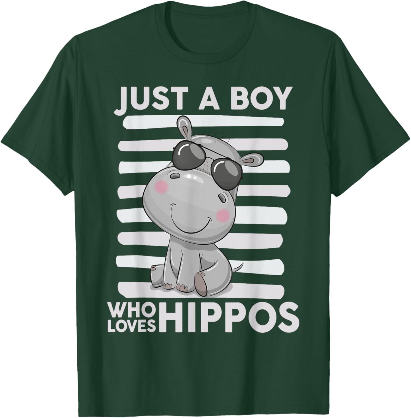 Kids Hippo-Shirt Toddler Funny Just A Boy Who Loves Hippos T-Shirt - T-Shirt | Forest